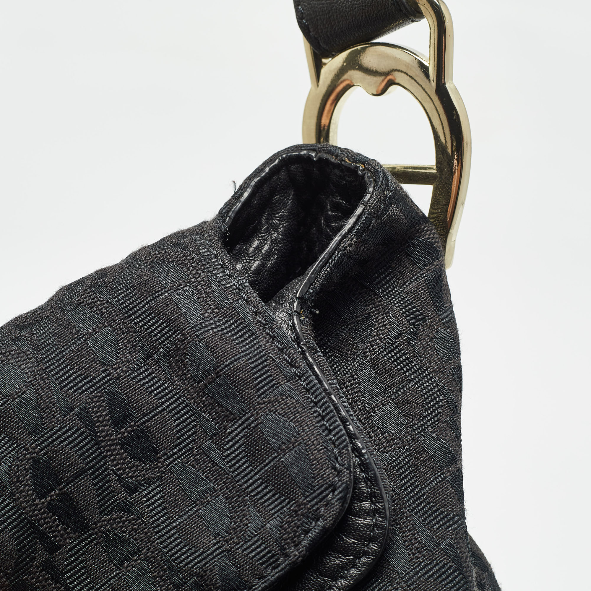 Aigner Black Monogram Canvas And Leather Logo Handle Hobo