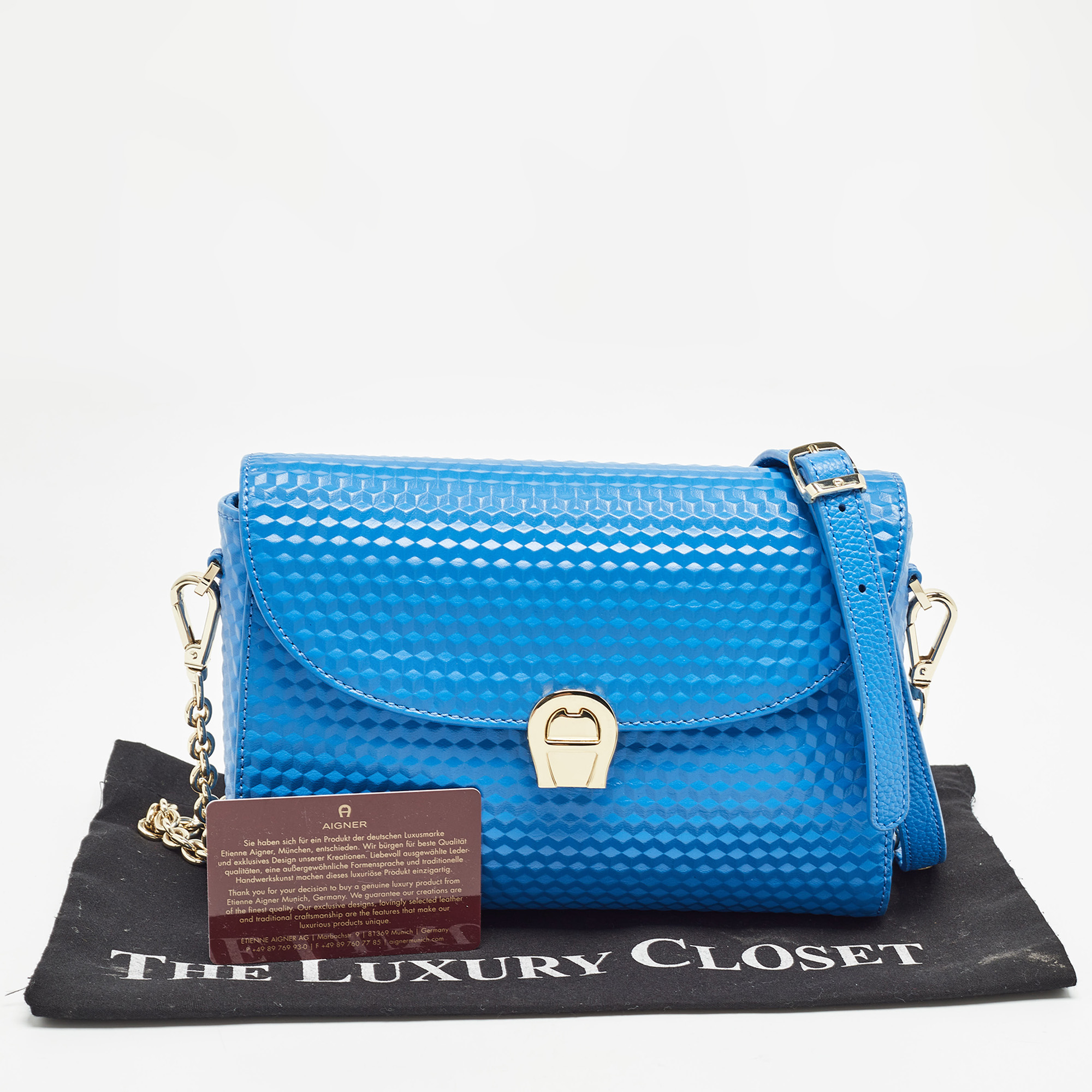 Aigner Blue Textured Leather Genoveva Shoulder Bag