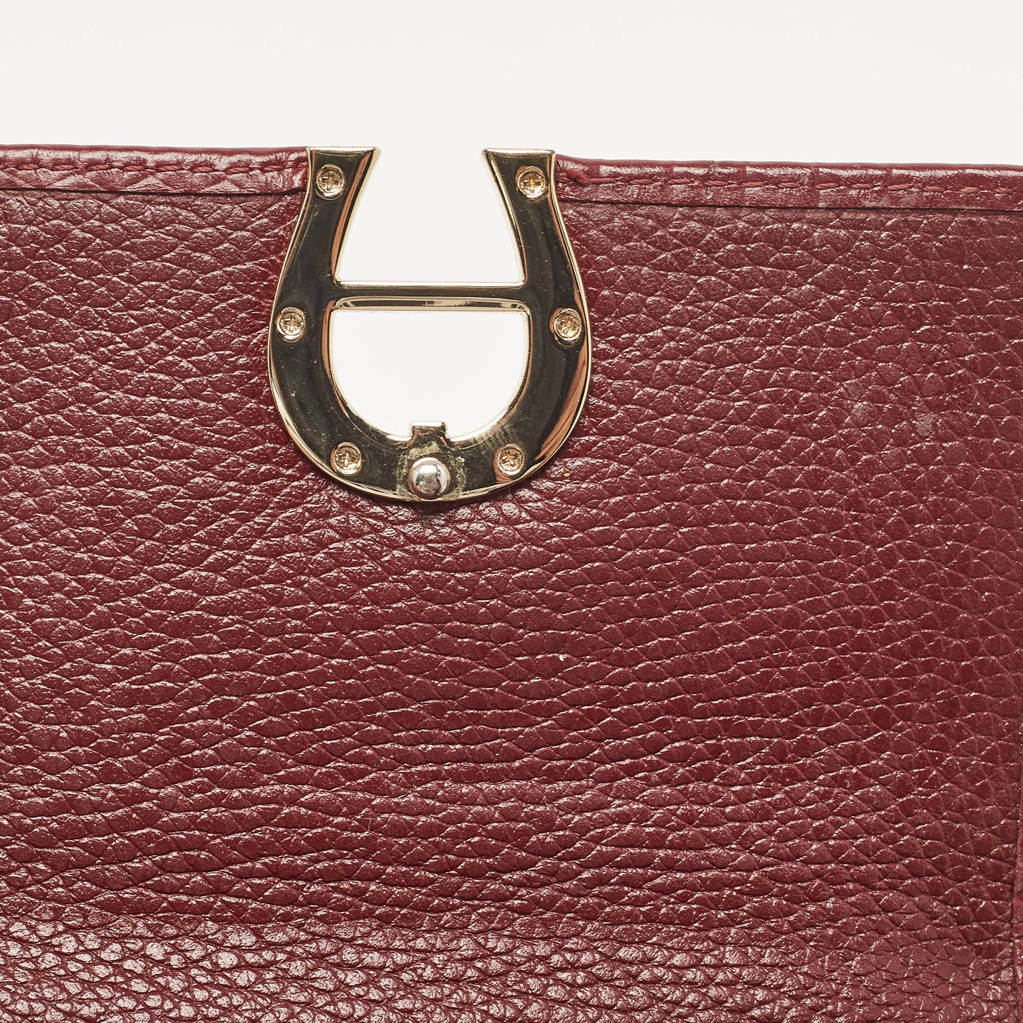 Aigner Burgundy Embossed Leather Genoveva Trifold Compact Wallet