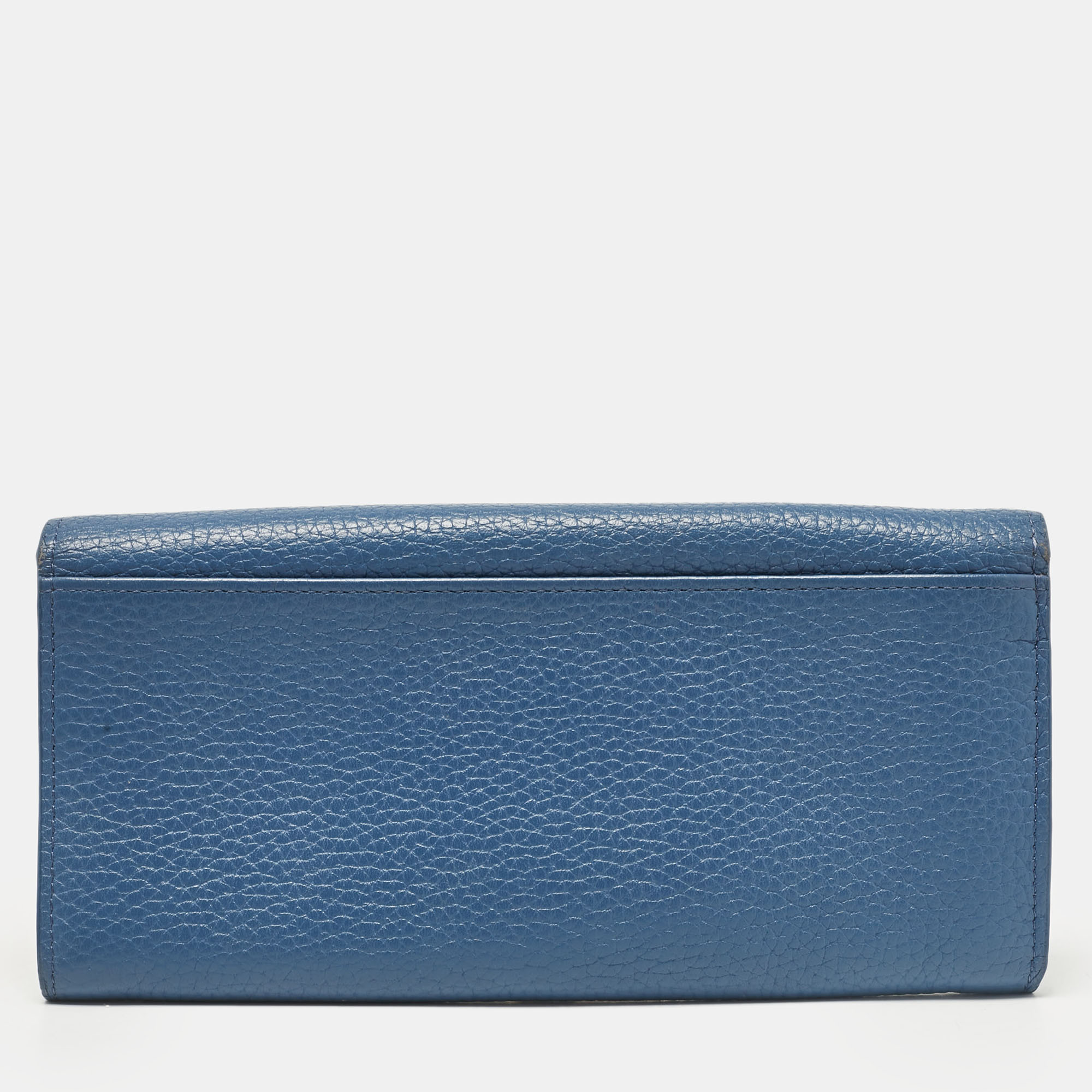 Aigner Blue Leather Logo Flap Continental Wallet