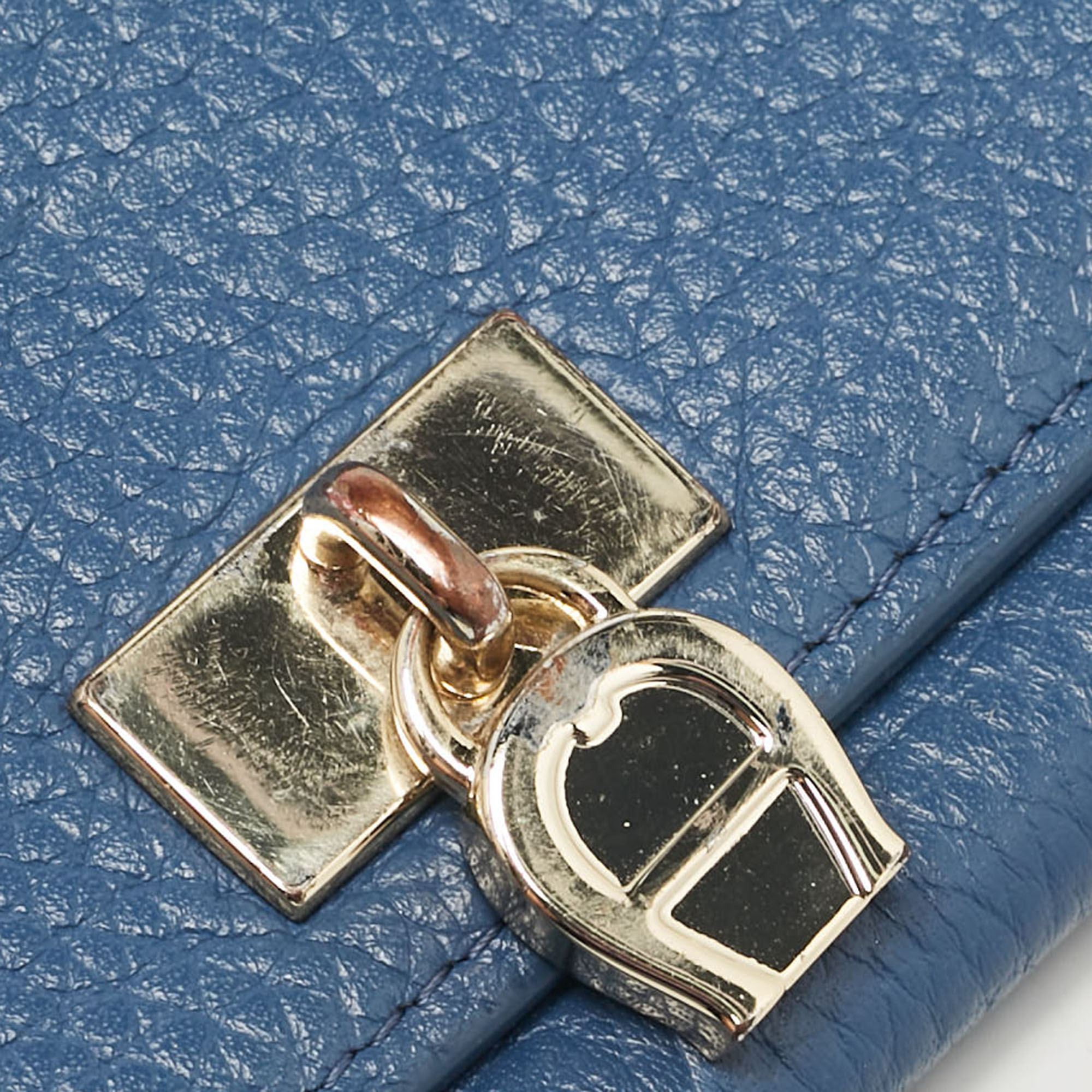 Aigner Blue Leather Logo Flap Continental Wallet