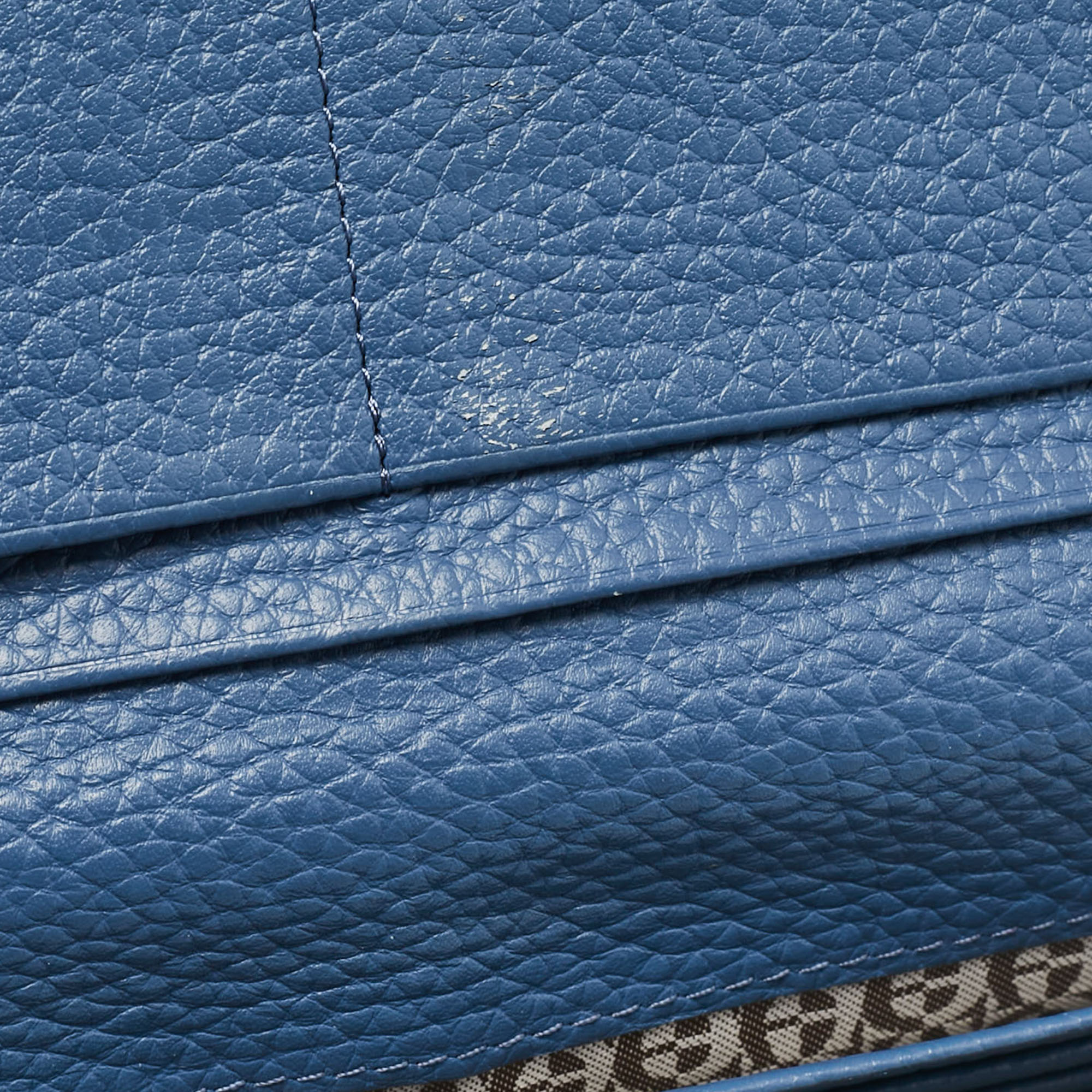 Aigner Blue Leather Logo Flap Continental Wallet