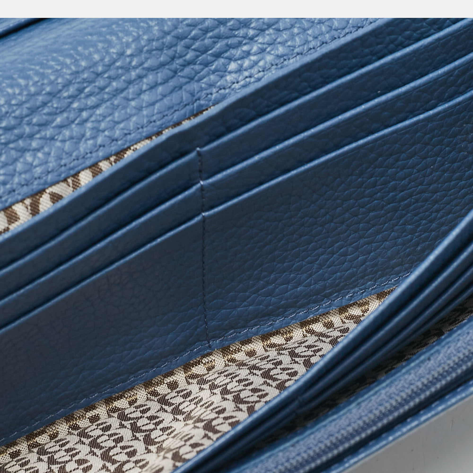 Aigner Blue Leather Logo Flap Continental Wallet