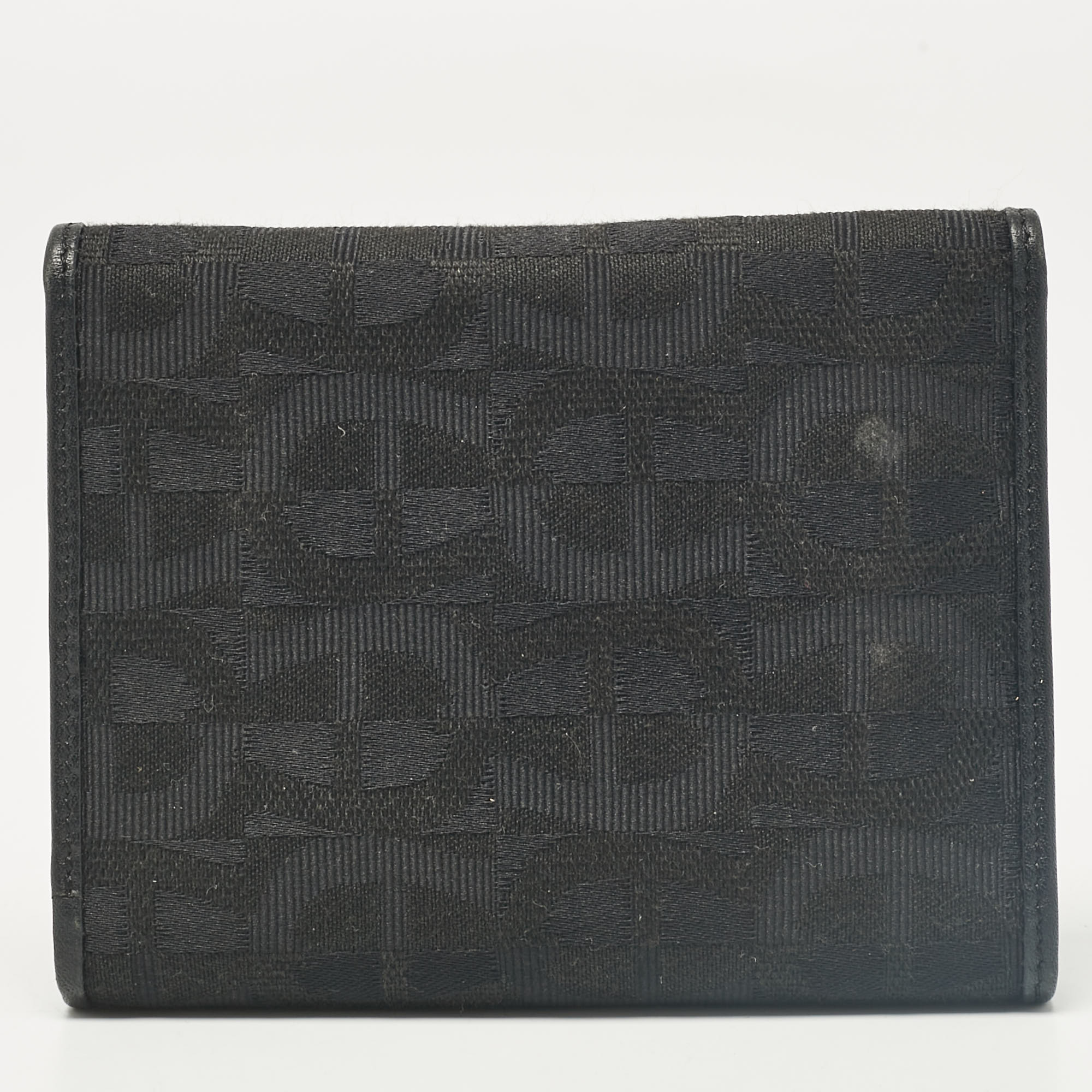 Aigner Black Monogram Fabric And Leather Trifold Wallet