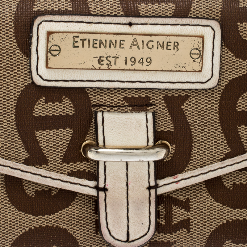 Aigner Beige Signature Coated Canvas Compact Wallet