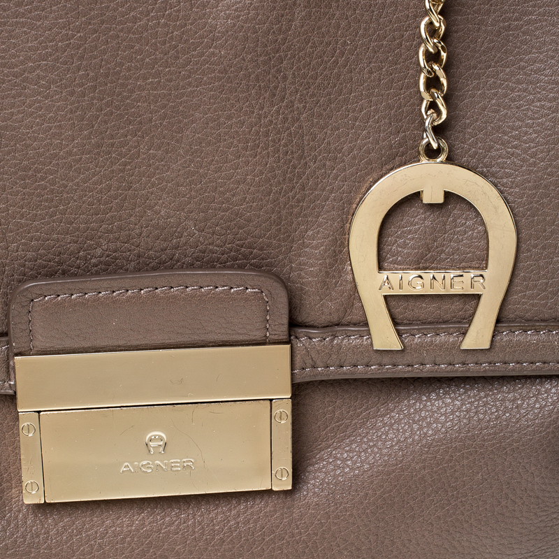 Aigner Light Brown Leather Top Handle Bag