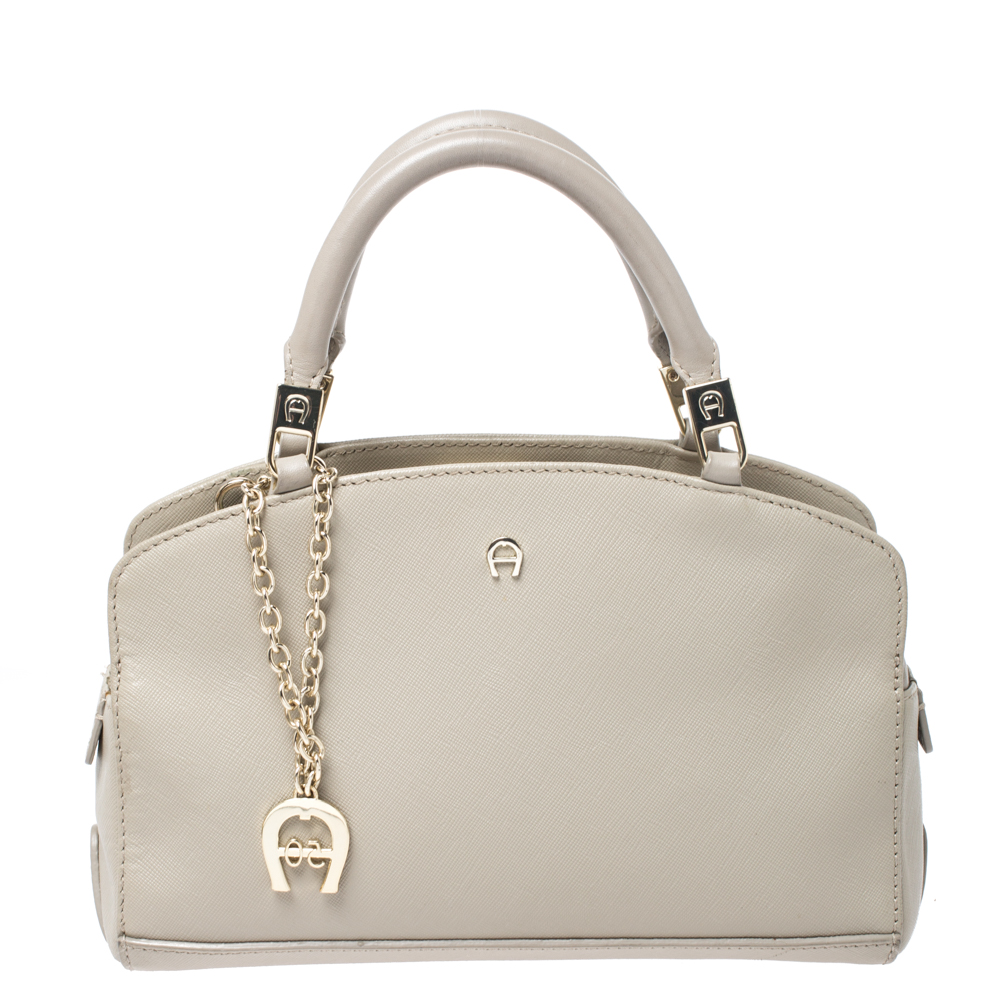 Image of Aigner Beige Leather Small Satchel