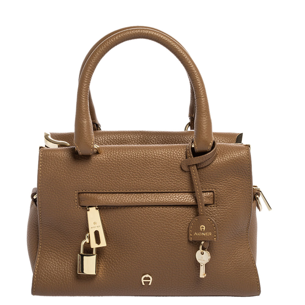 Image of Aigner Brown Leather Kaia Satchel