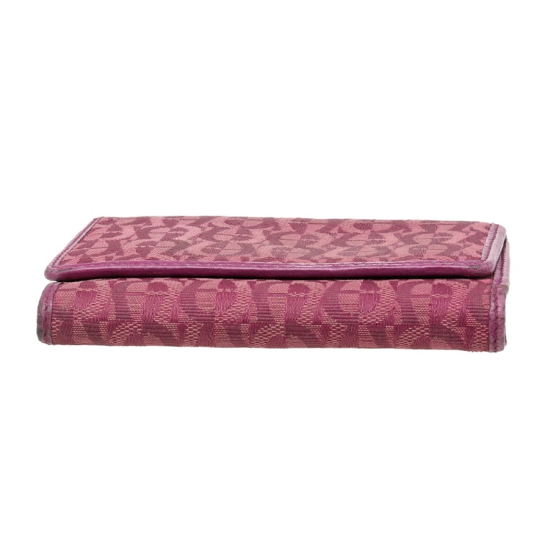 Aigner Magenta Signature Canvas And Leather Trifold Wallet