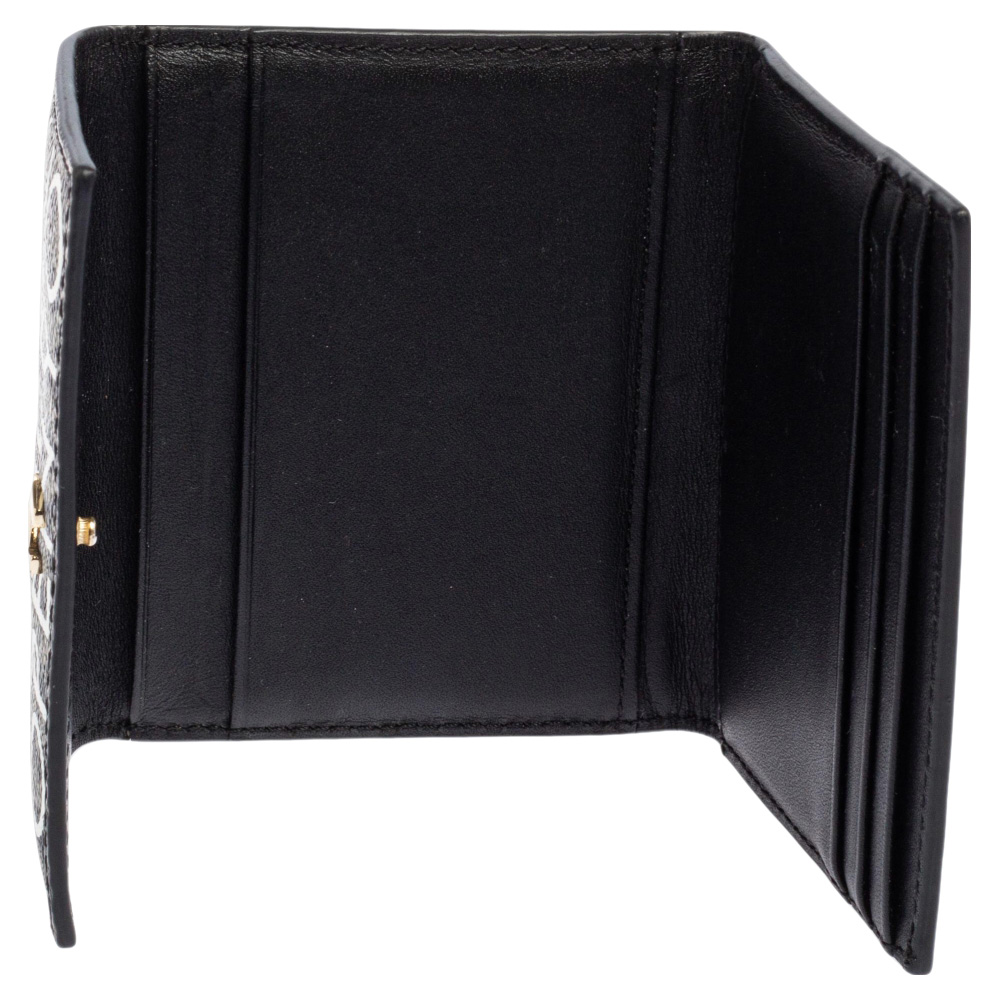 Aigner White/Black Signature Coated Canvas Compact Wallet