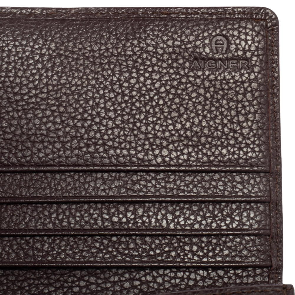 Aigner Plum Leather Logo Flap Continental Wallet