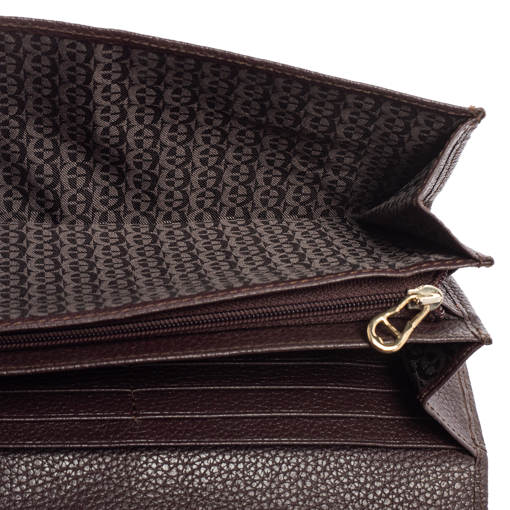 Aigner Plum Leather Logo Flap Continental Wallet