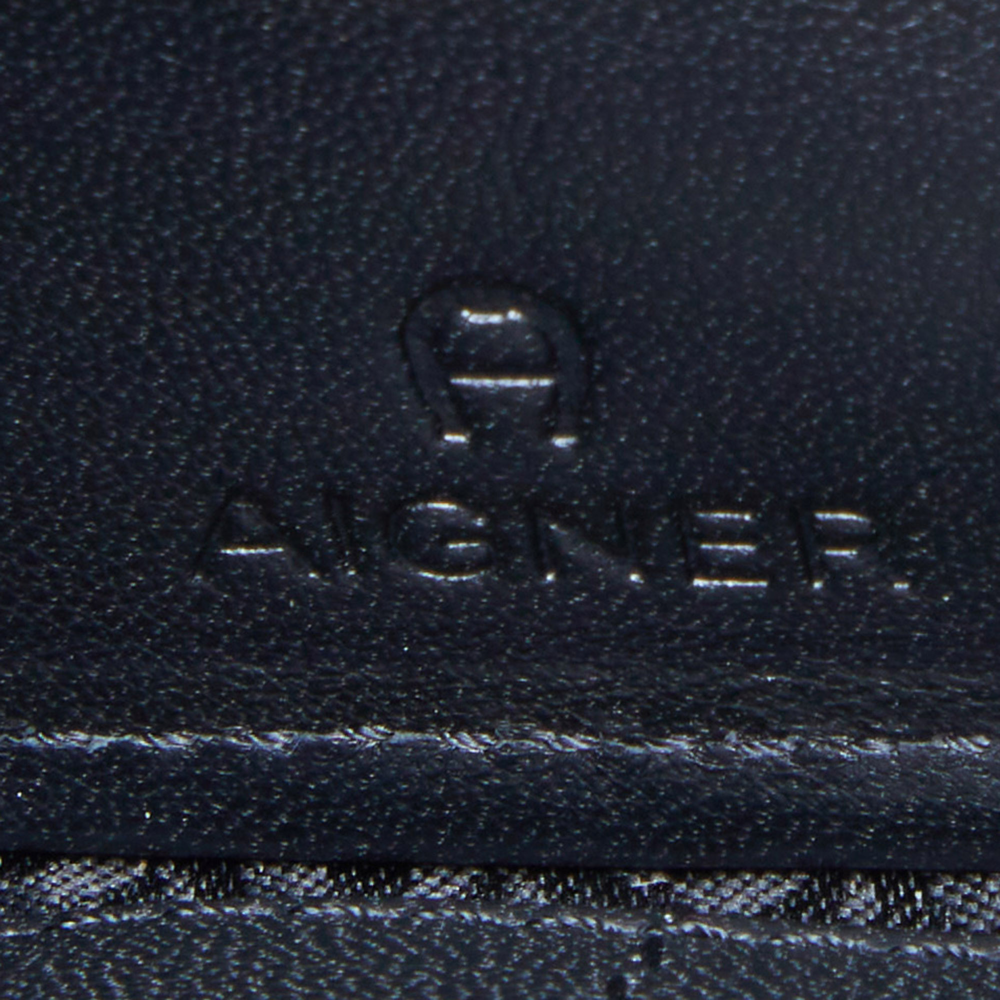 Aigner Black Leather Metal Frame Continental Wallet