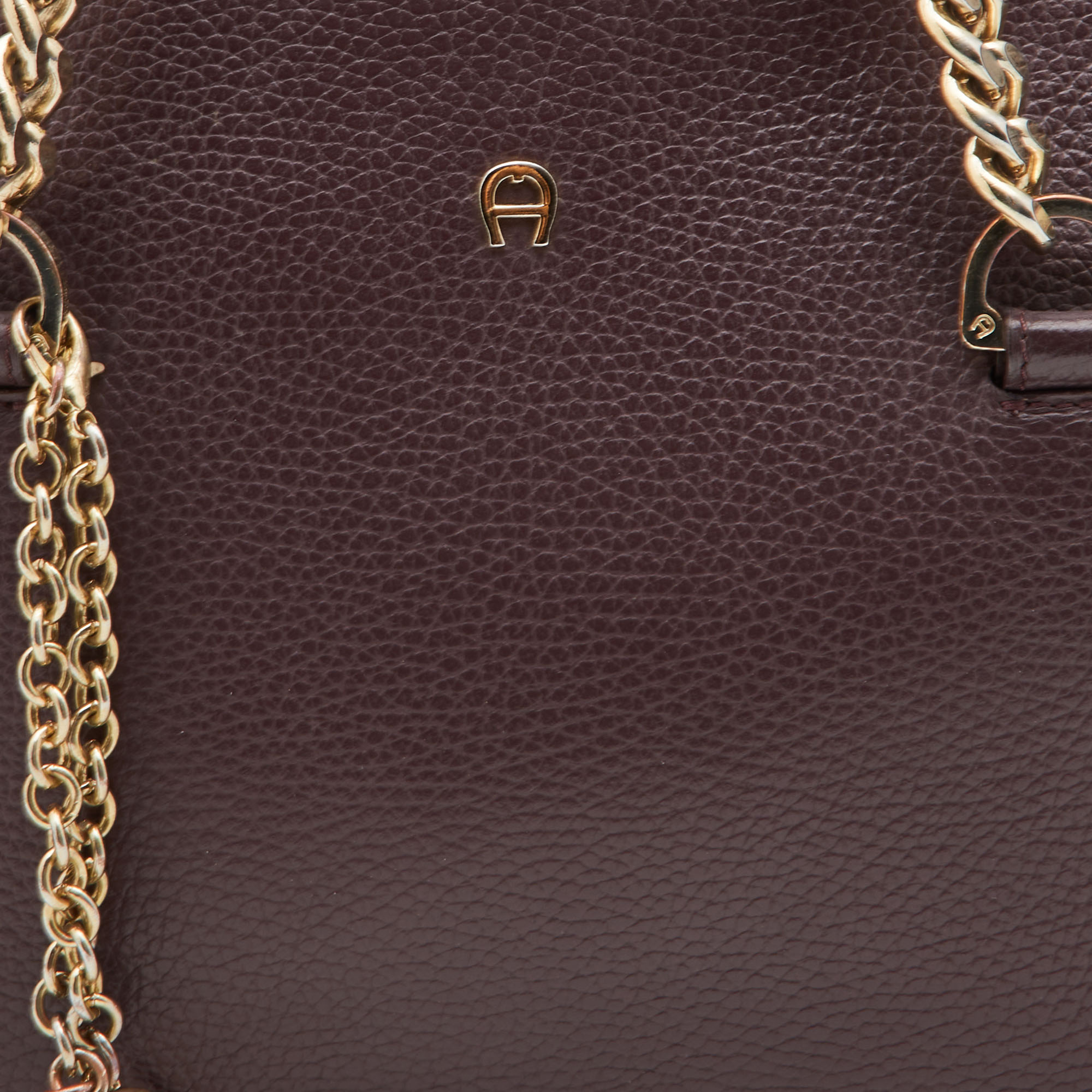 Aigner Burgundy Leather Chain Tote
