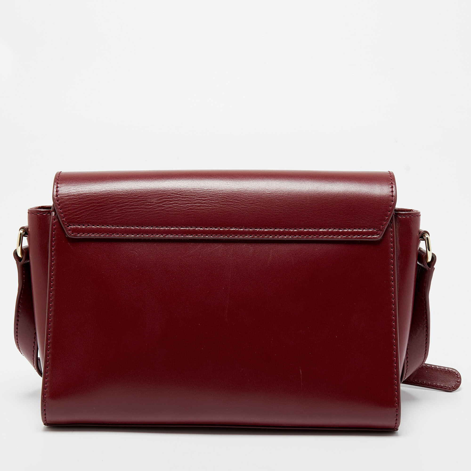 Aigner Burgundy Leather Amber Flap Crossbody Bag
