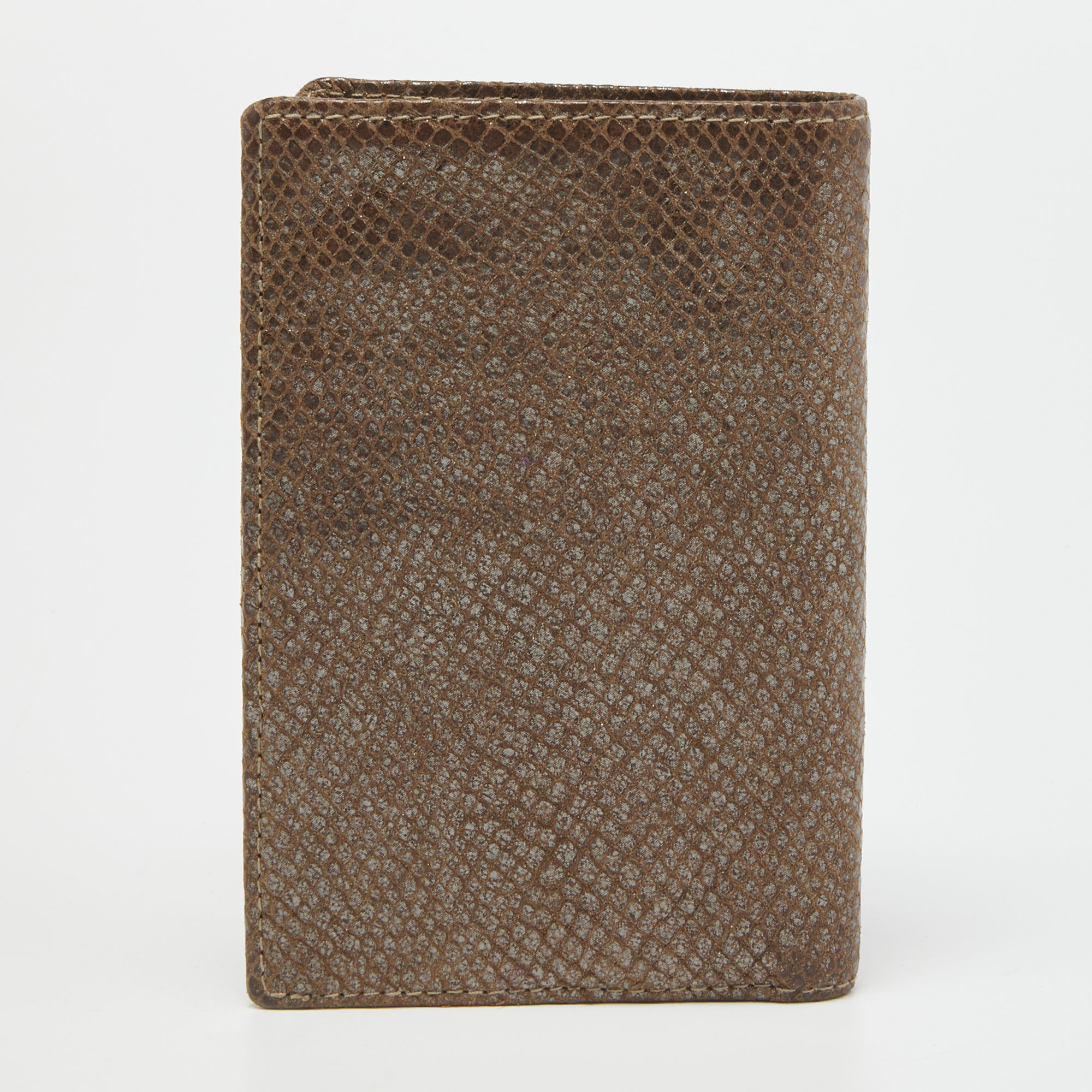 Aigner Brown Shimmer Snakeskin Embossed Leather Bifold Wallet