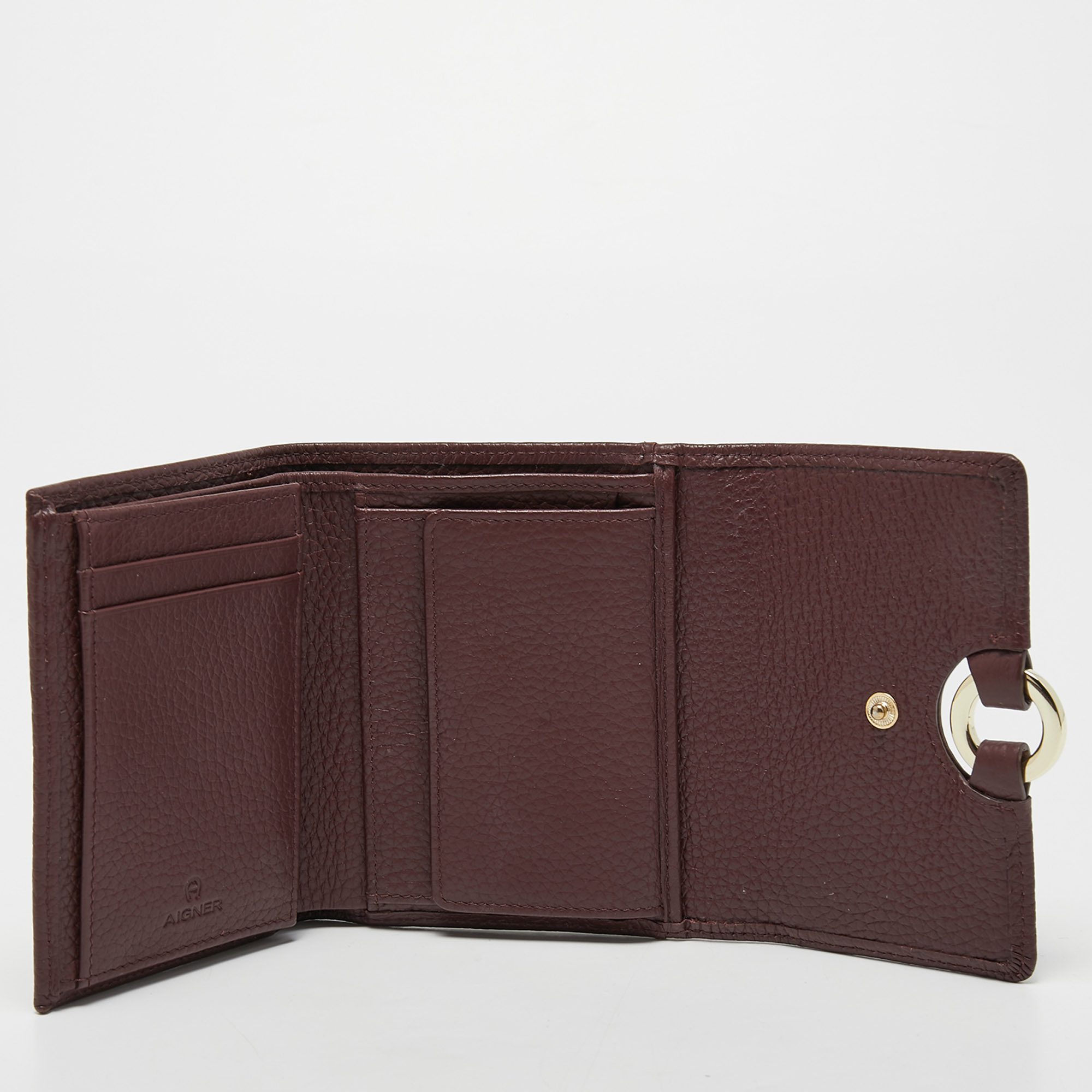 Aigner Burgundy Leather Logo Trifold Wallet