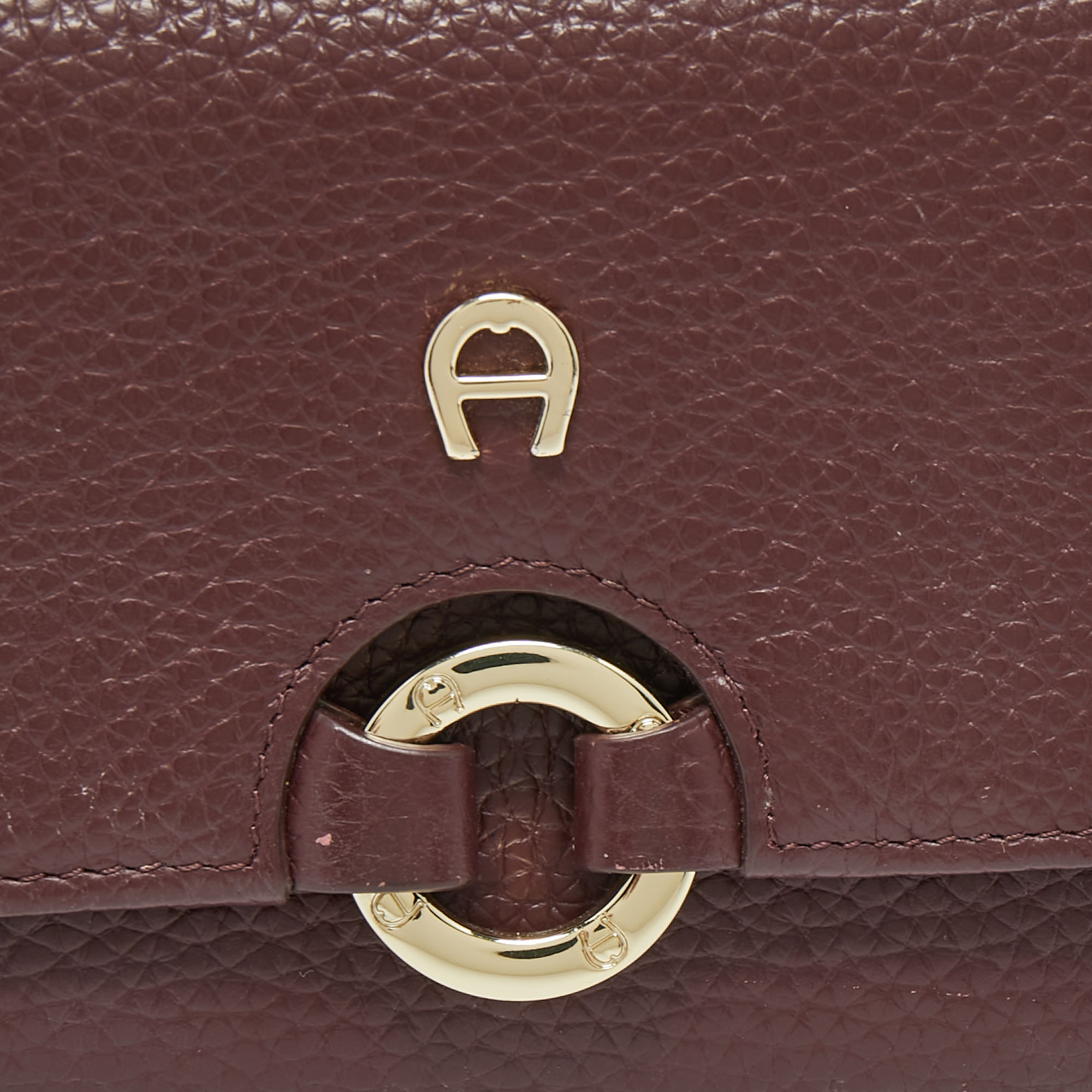 Aigner Burgundy Leather Logo Trifold Wallet