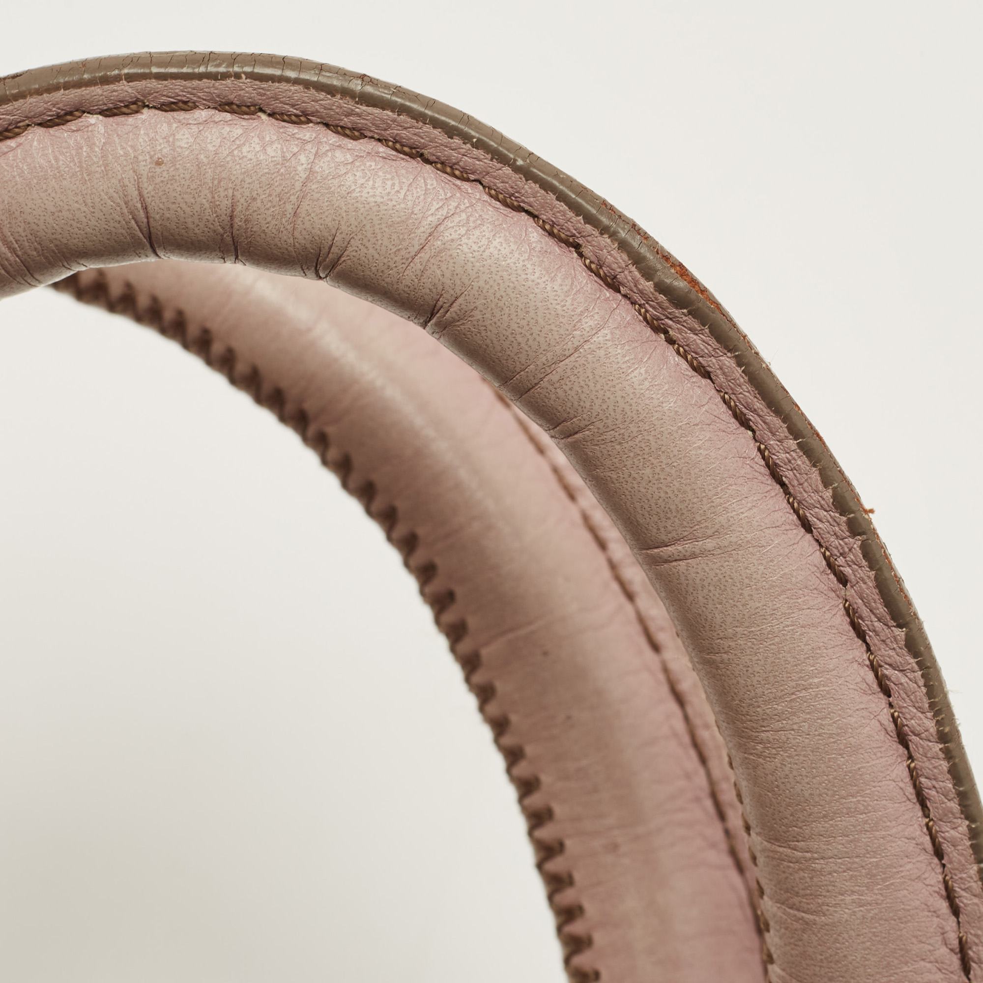 Aigner Mauve Embossed Leather Logo Charm Satchel