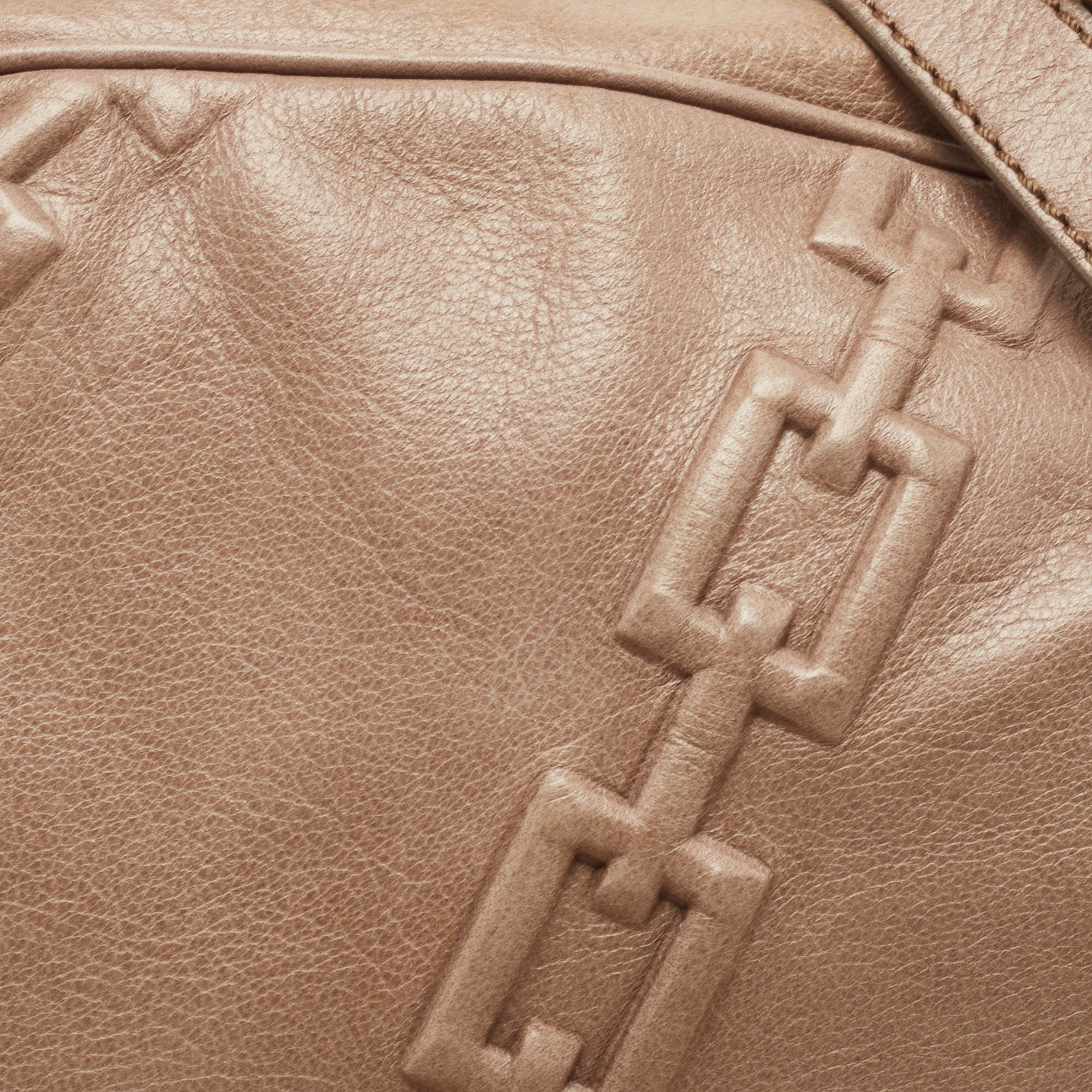 Aigner Mauve Embossed Leather Logo Charm Satchel