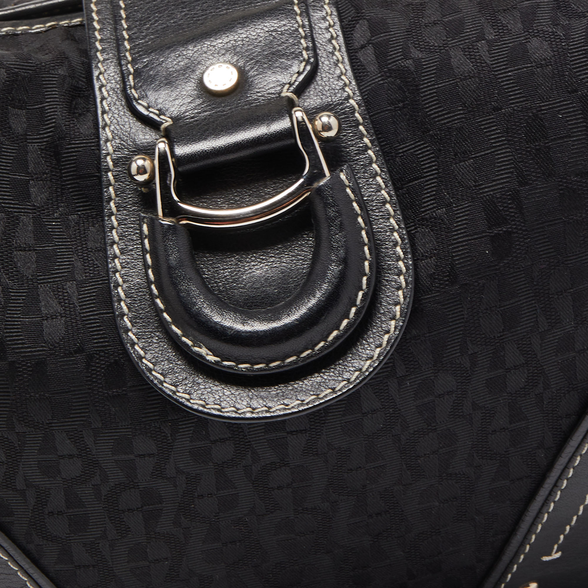 Aigner Black Signature Canvas And Leather Zip Hobo