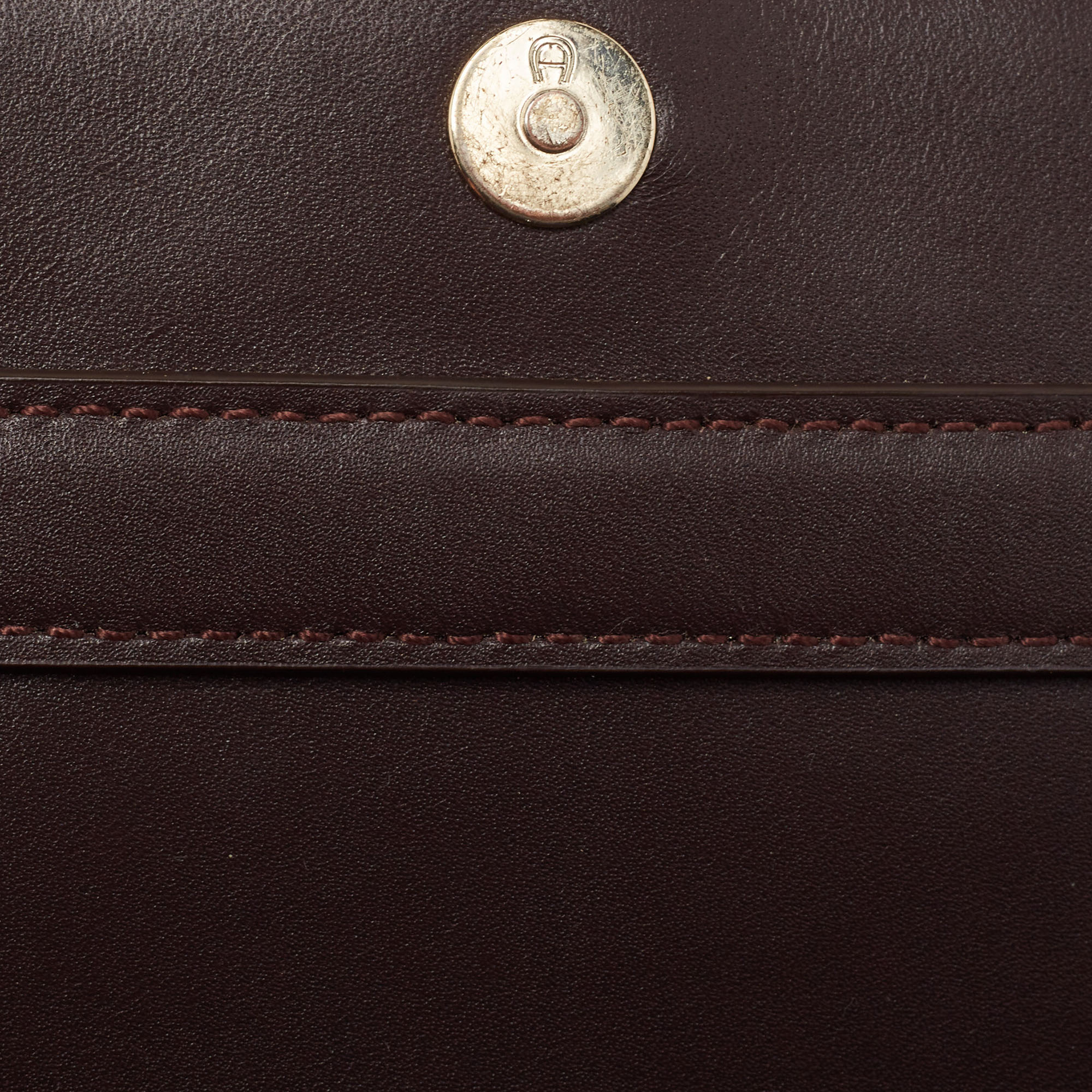 Aigner Burgundy Leather Turnlock Flap Shoulder Bag