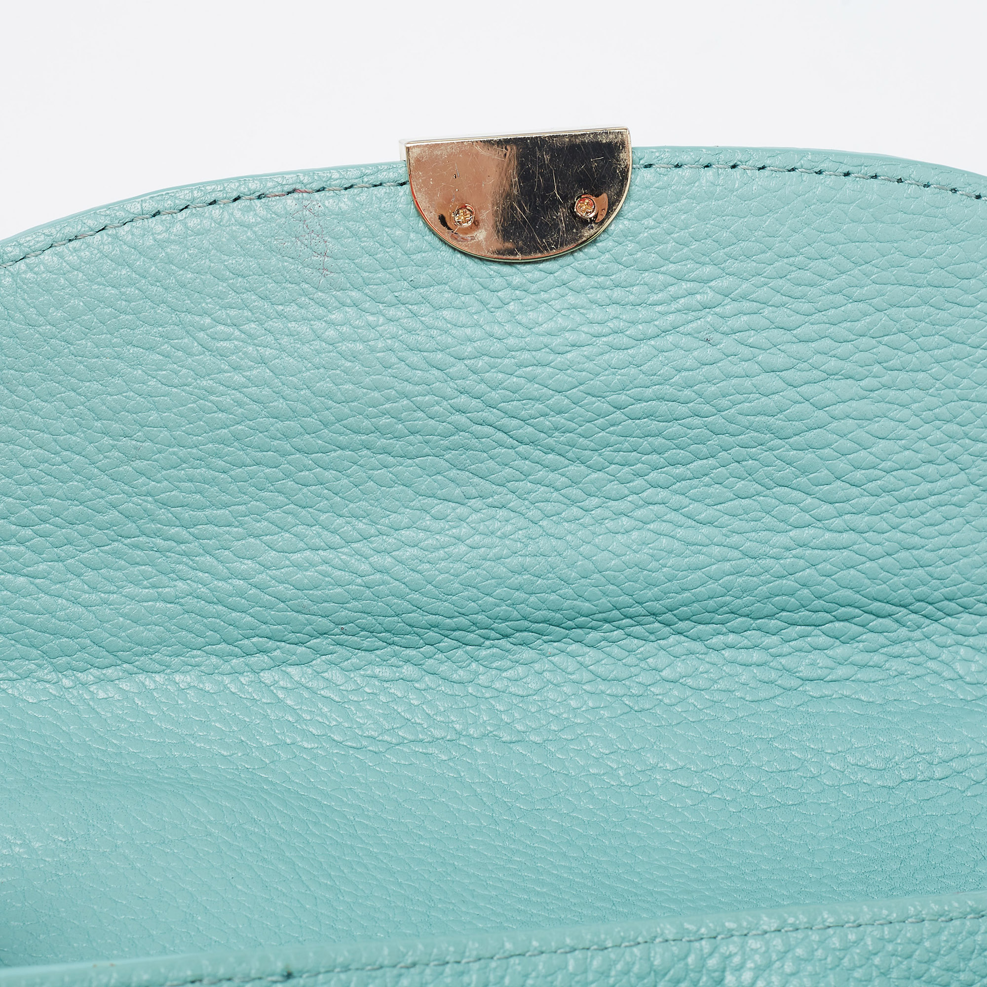 Aigner Light Turquoise Embossed Leather Genoveva Shoulder Bag