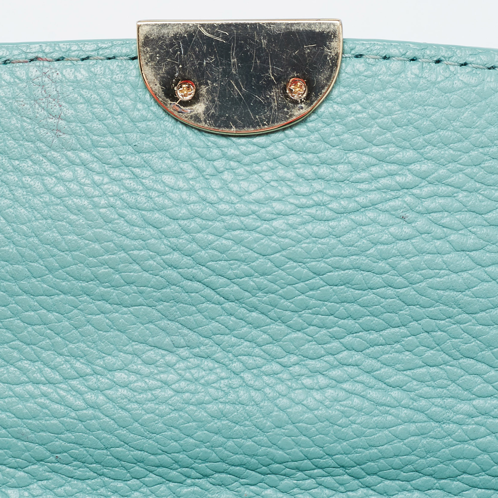 Aigner Light Turquoise Embossed Leather Genoveva Shoulder Bag