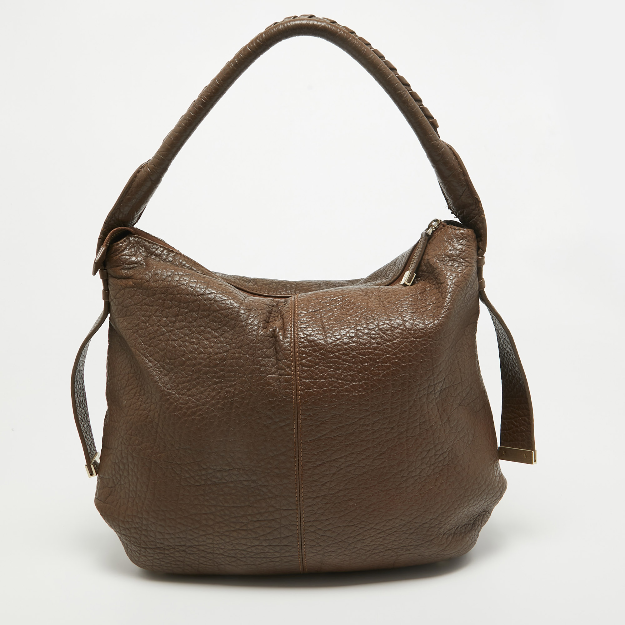 Aigner Dark Brown Leather Logo Hobo