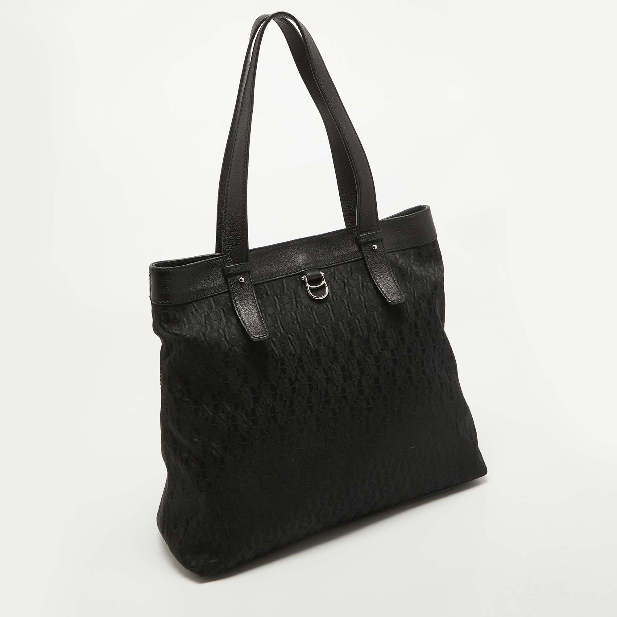 Aigner Black Monogram Canvas And Leather Tote