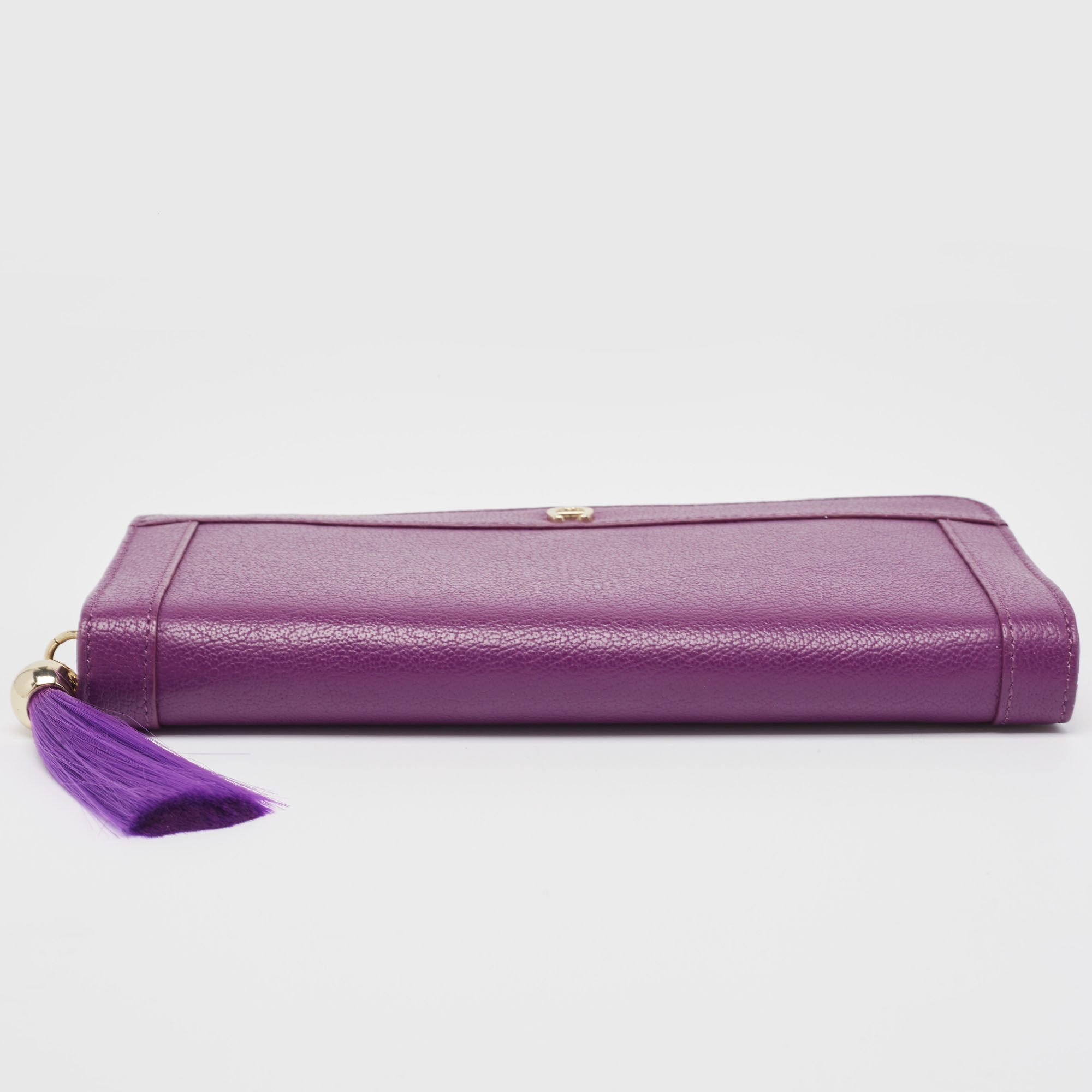 Aigner Purple Leather Cavallina Tassel Continental Wallet