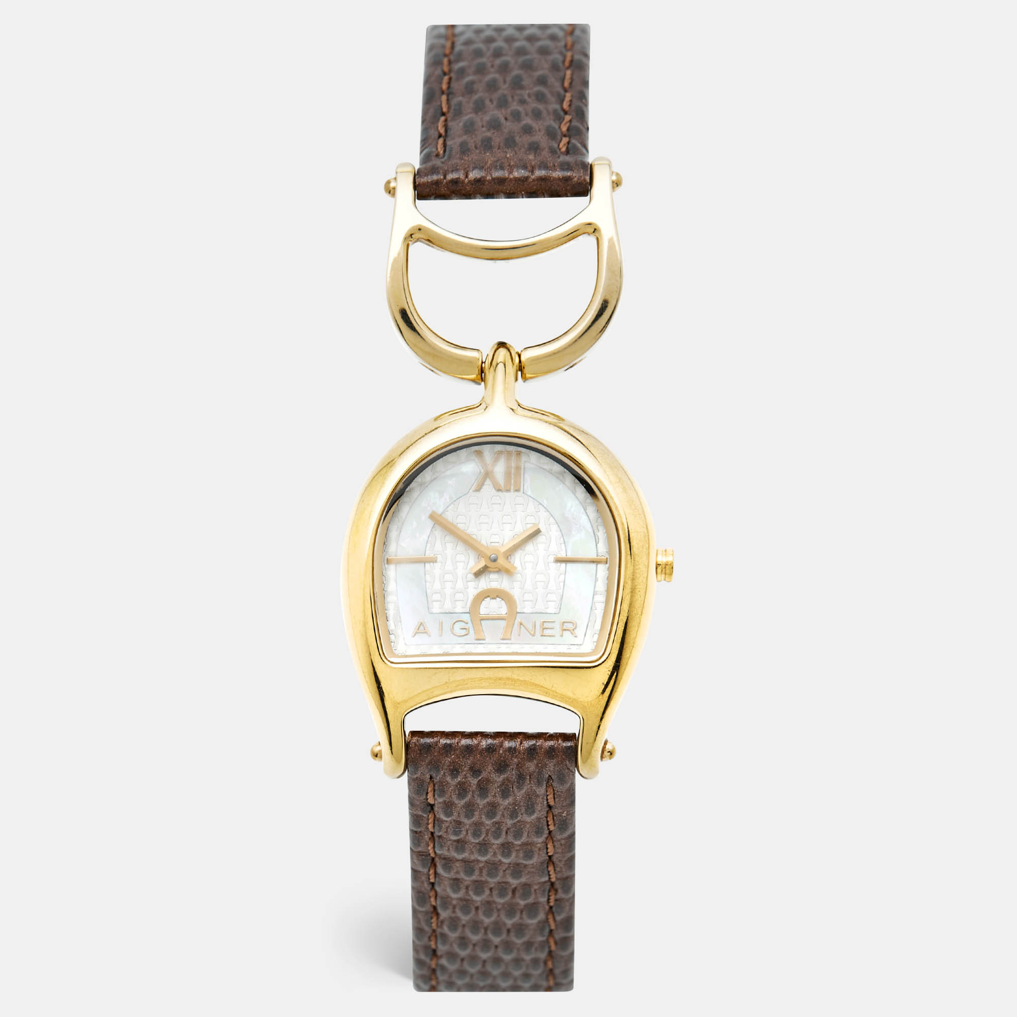 Aigner Mother of Pearl Yellow Gold Plated Stainless Steel Arte A32200 Women's Wristwatch, Brown
Aigner Mother of Pearl Yellow Gold Plated Stainless Steel Arte A32200 Women's Wristwatch, Brown