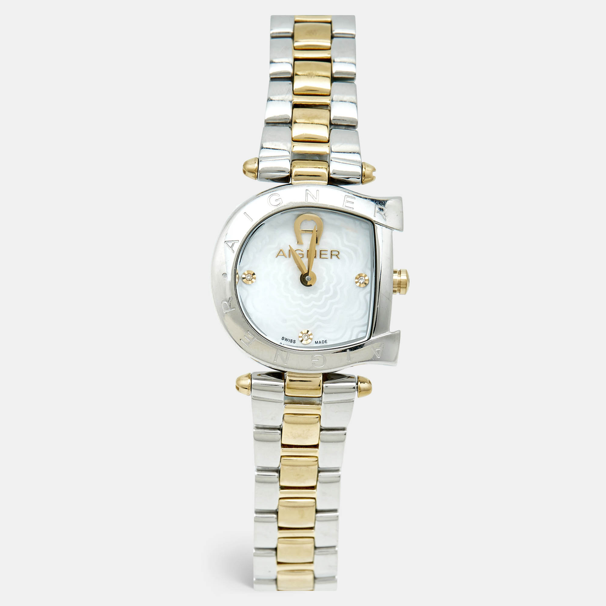 Aigner Mother of Pearl Two Tone Stainless Steel Arco A34200 Women's Wristwatch, White
Aigner Mother of Pearl Two Tone Stainless Steel Arco A34200 Women's Wristwatch, White