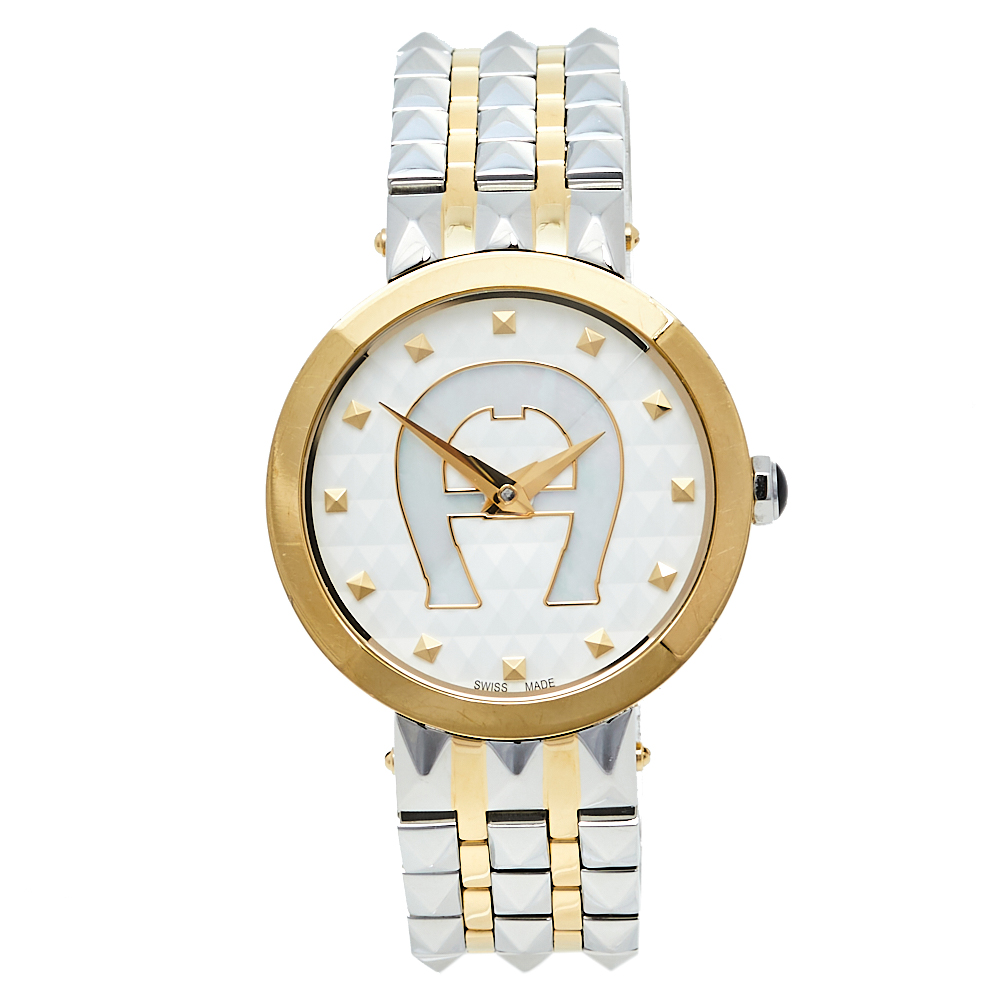 Aigner Mother Of Pearl Two-Tone Stainless Steel Prato A13200 Women's Wristwatch 32 mm