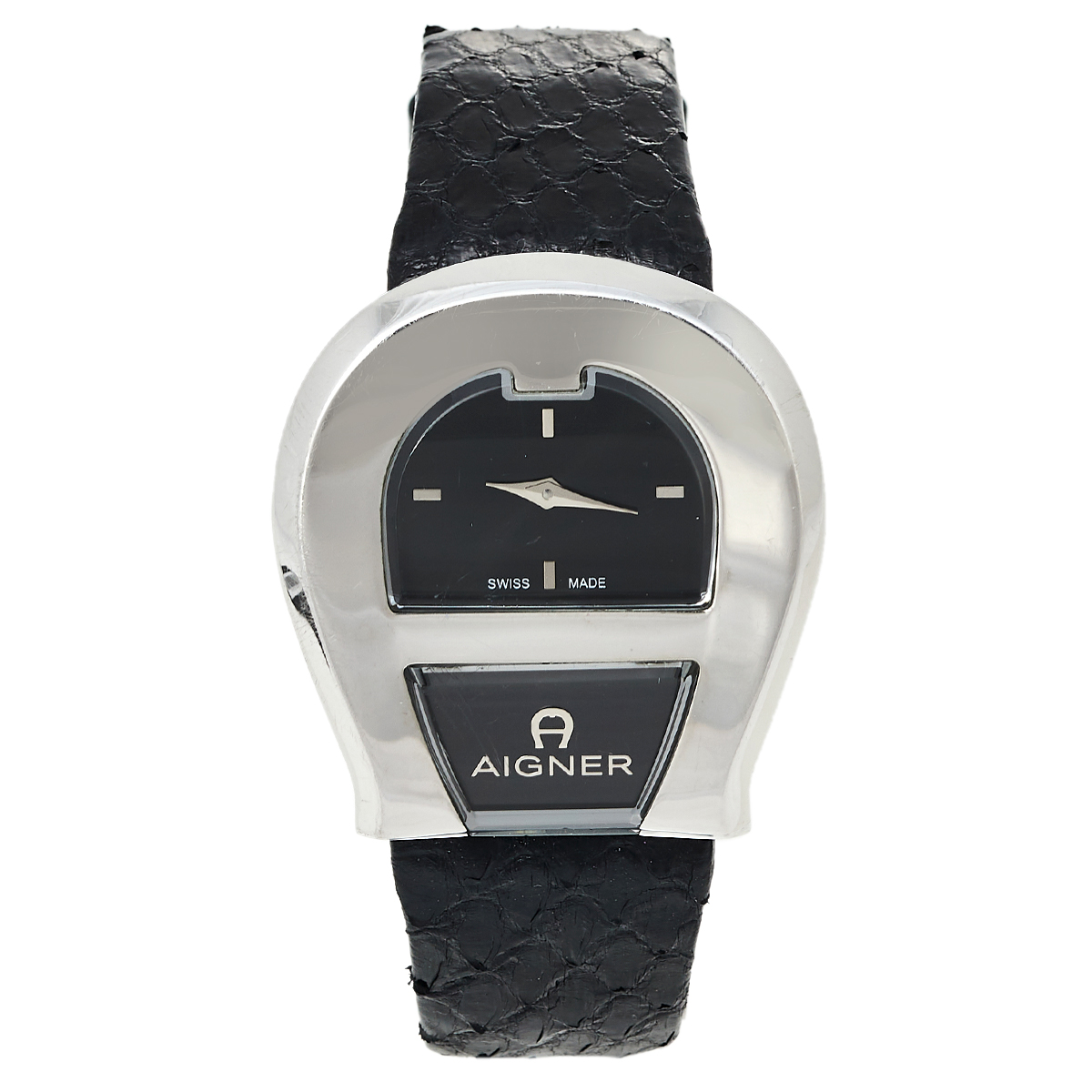 Aigner Black Stainless Steel Leather Venezia A39200 Women's Wristwatch 36 mm