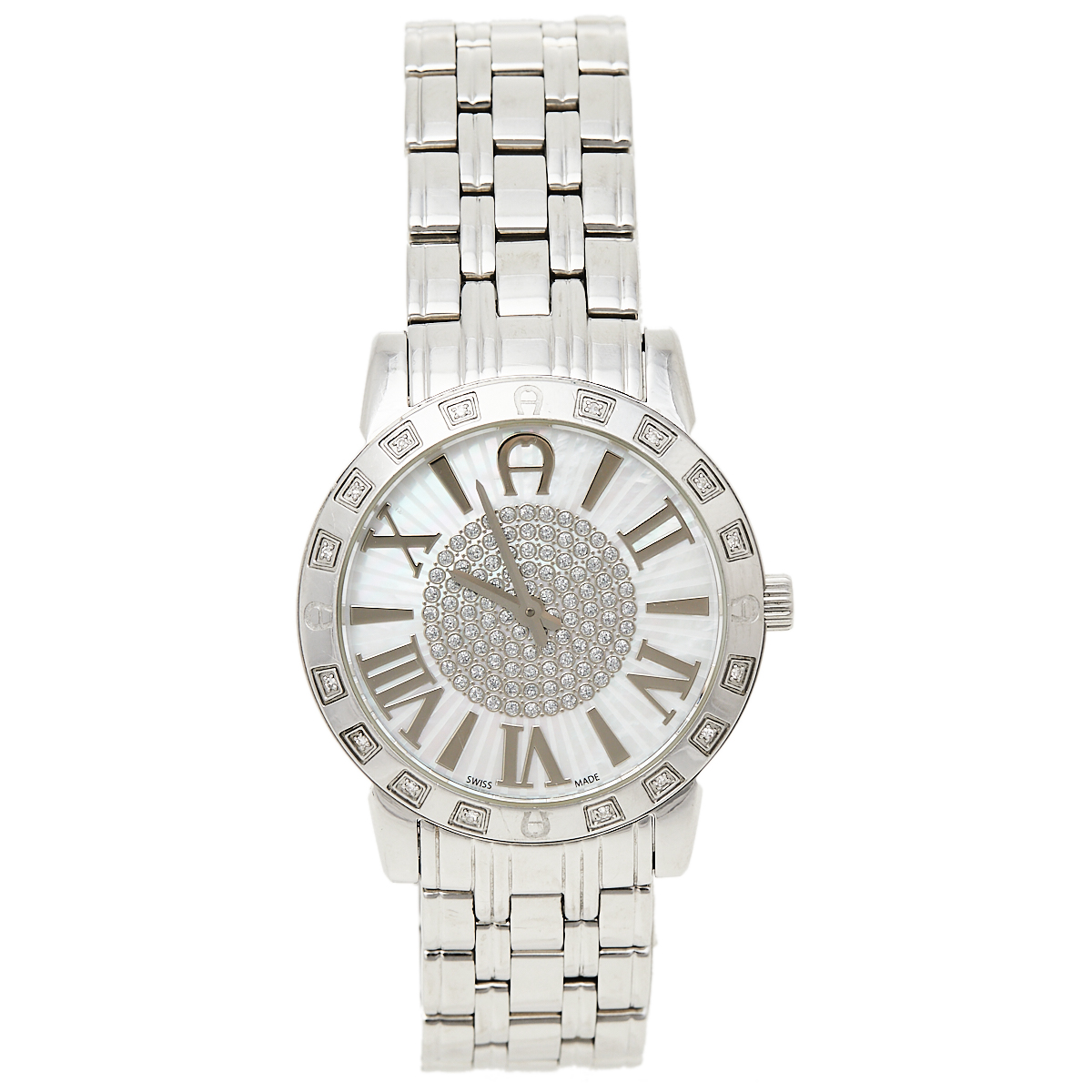 Aigner Silver Stainless Steel Diamond Cortina A26300 Women's Wristwatch 36 mm