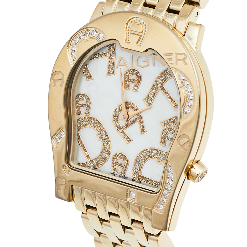 

Aigner Mother of Pearl Gold Plated Stainless Steel Ravenna Nuovo A25100 Women's Wristwatch