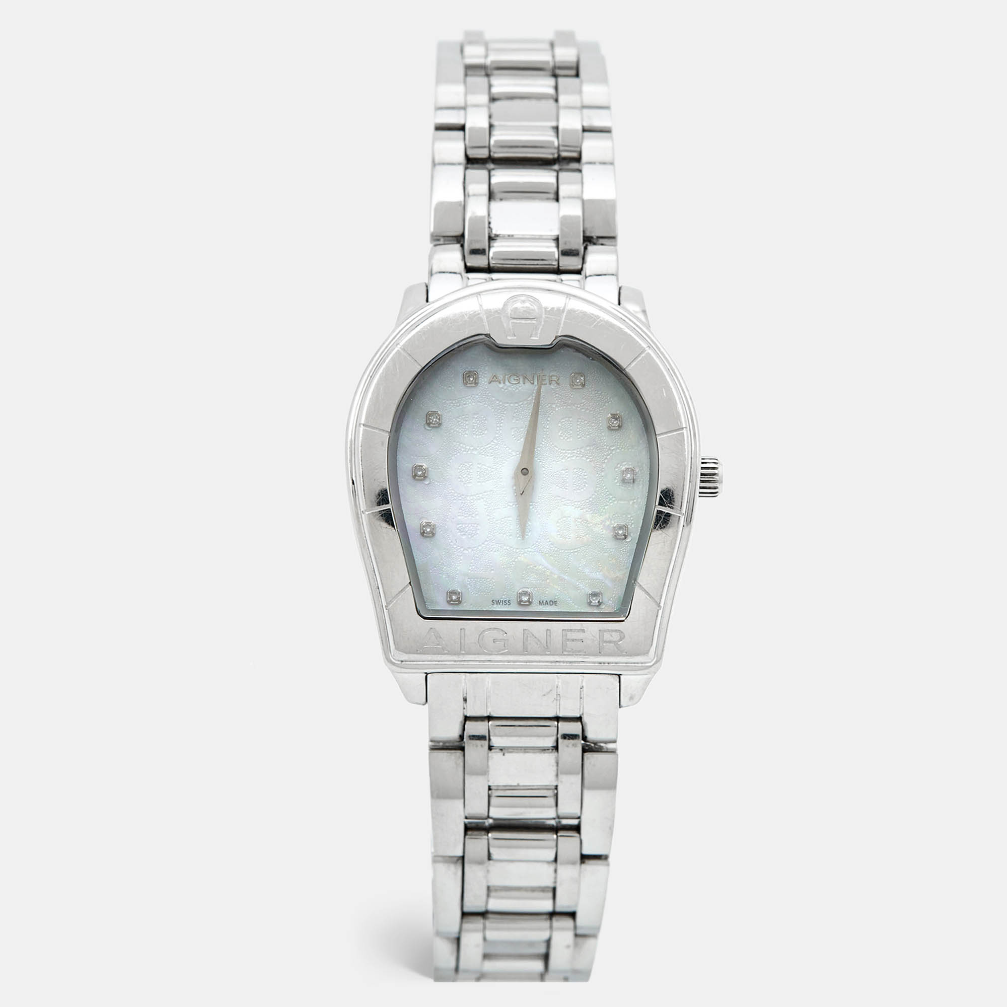 Aigner mother of pearl stainless steel verona a48100 women's wristwatch 33 mm