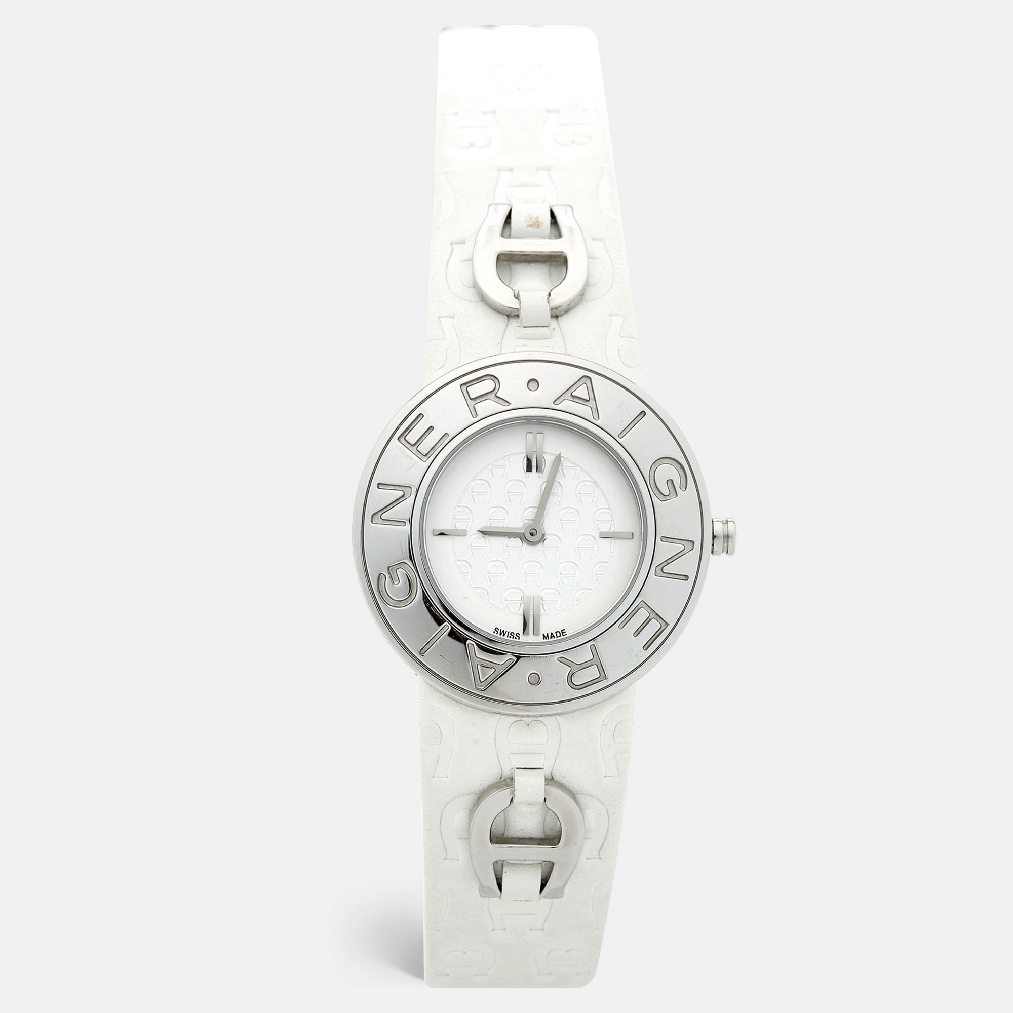 Aigner white stainless steel leather aversa a51200 women's wristwatch 32 mm