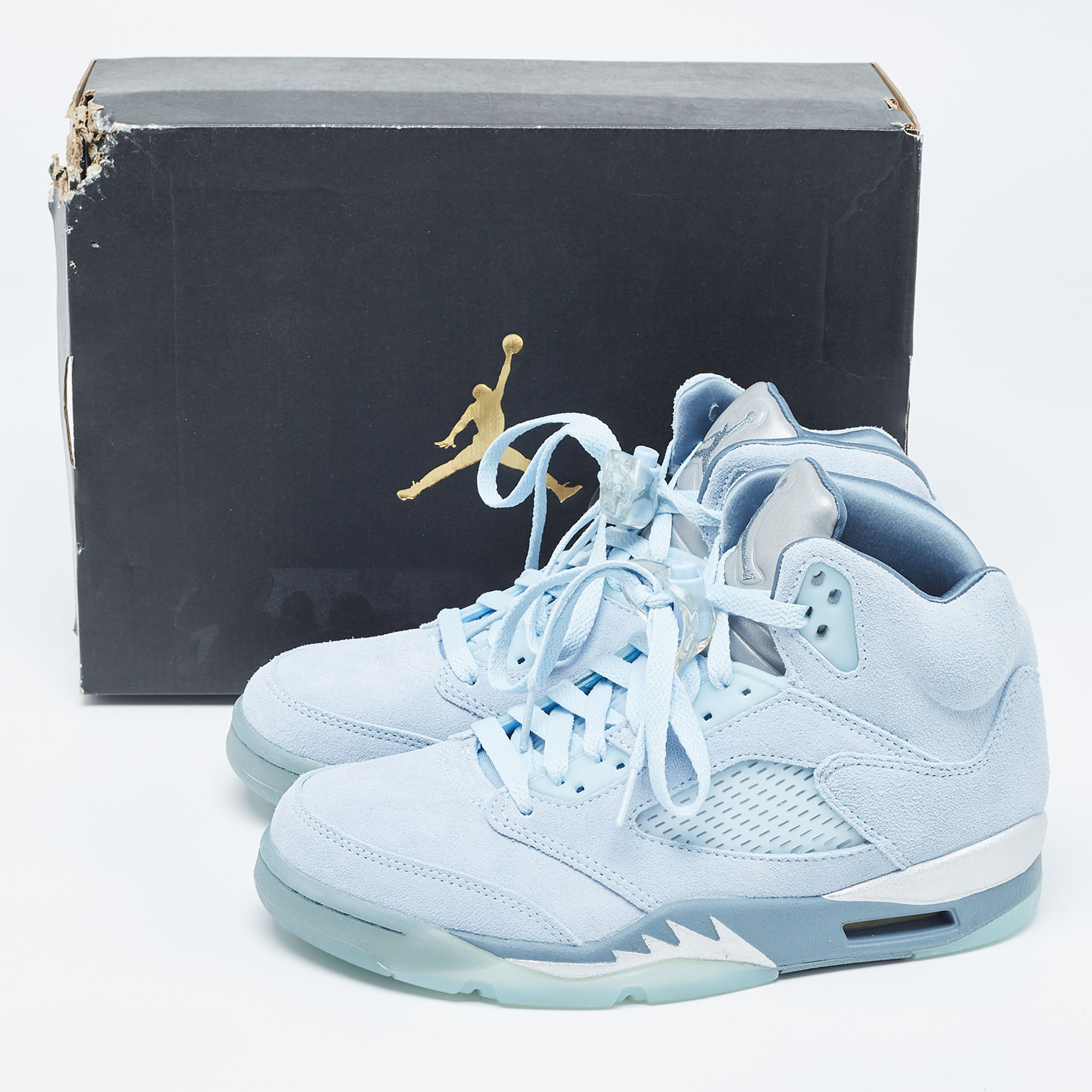 Air Jordans Blue  Suede Air Jordan 1 High Top Sneakers Size 38