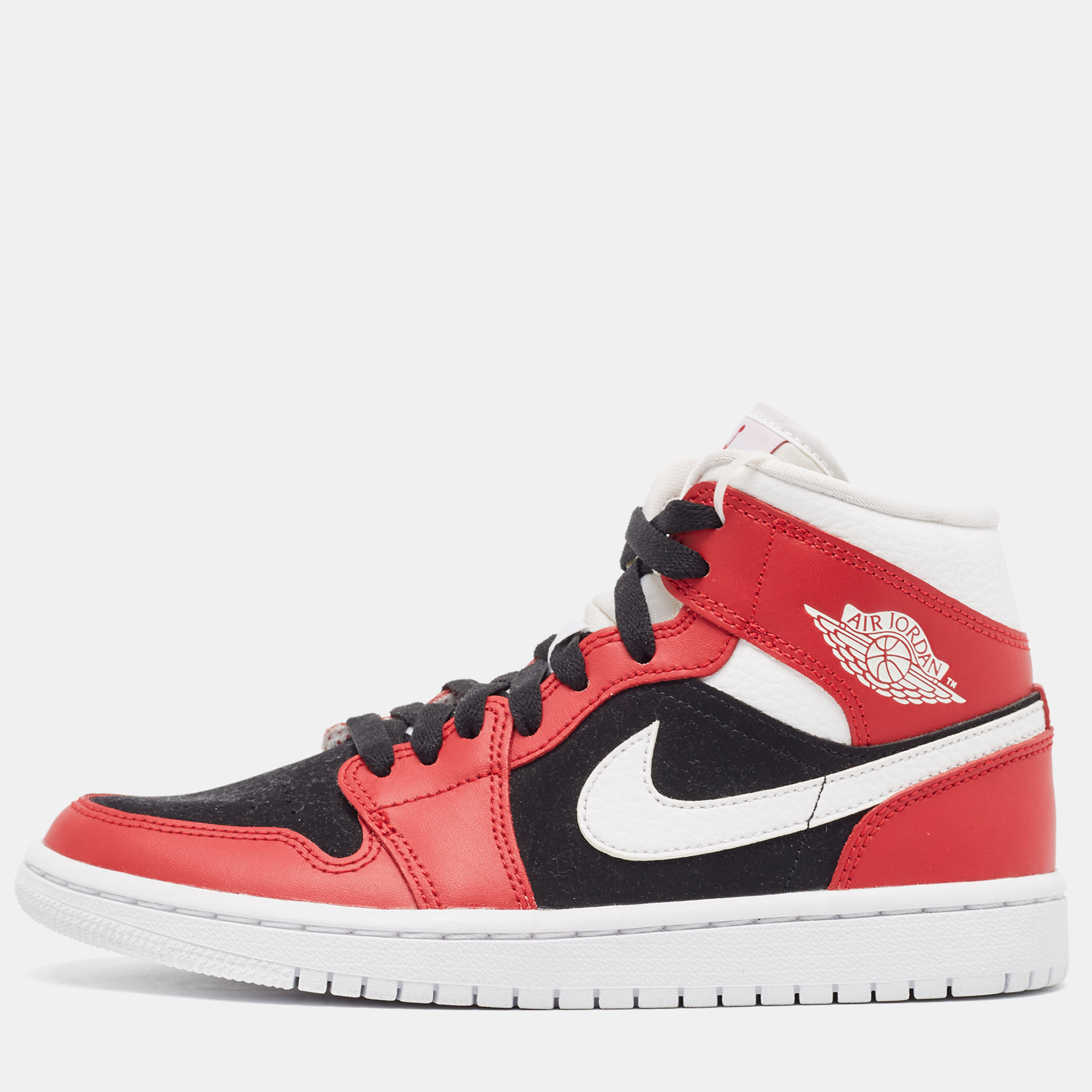 Air jordans red/white leather air jordan 1 mid gy, red white sneakers  size 37.5