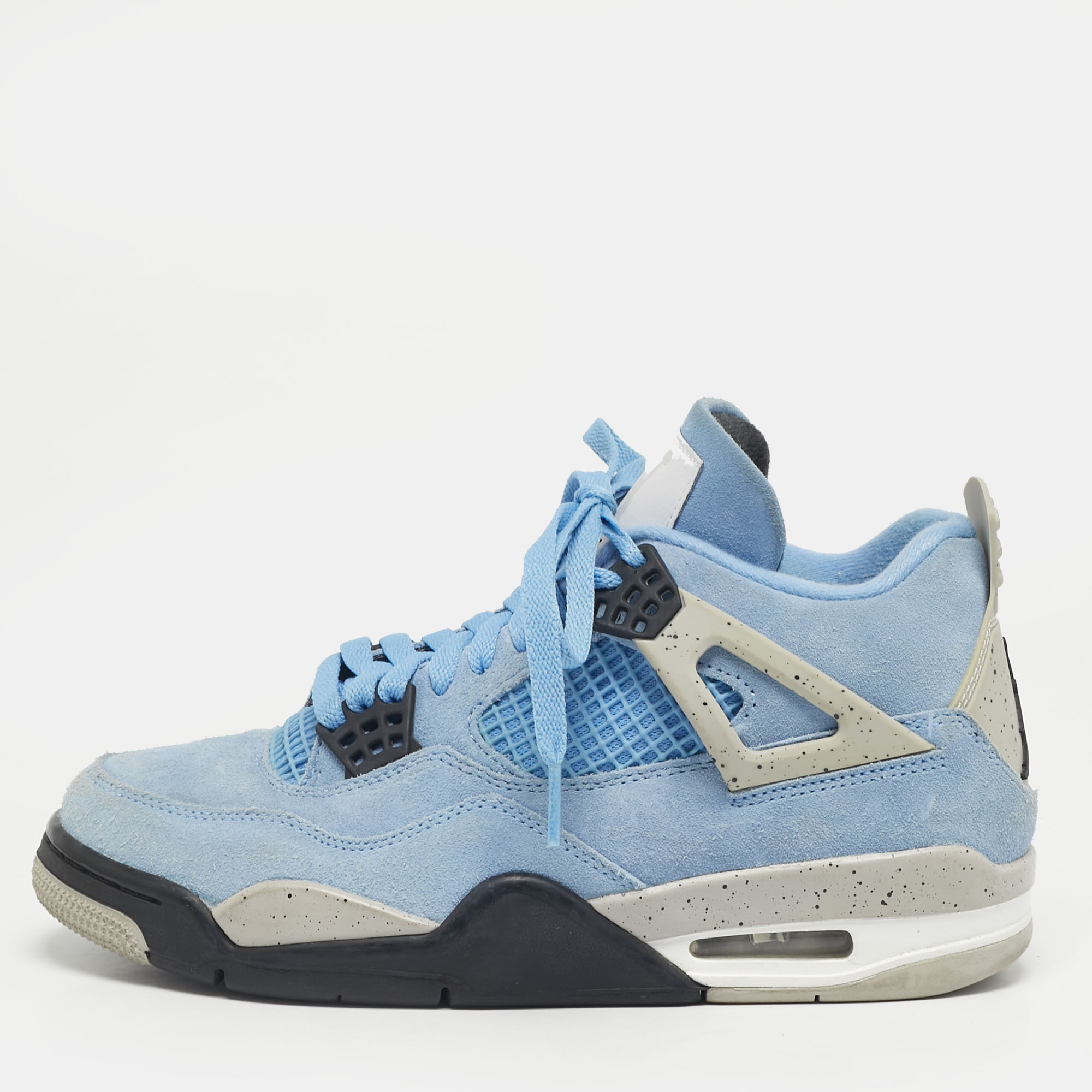 Air Jordans 4 Retro Size Blue Rubber and Suede High Top Sneakers
Air Jordans 4 Retro Size Blue Rubber and Suede High Top Sneakers