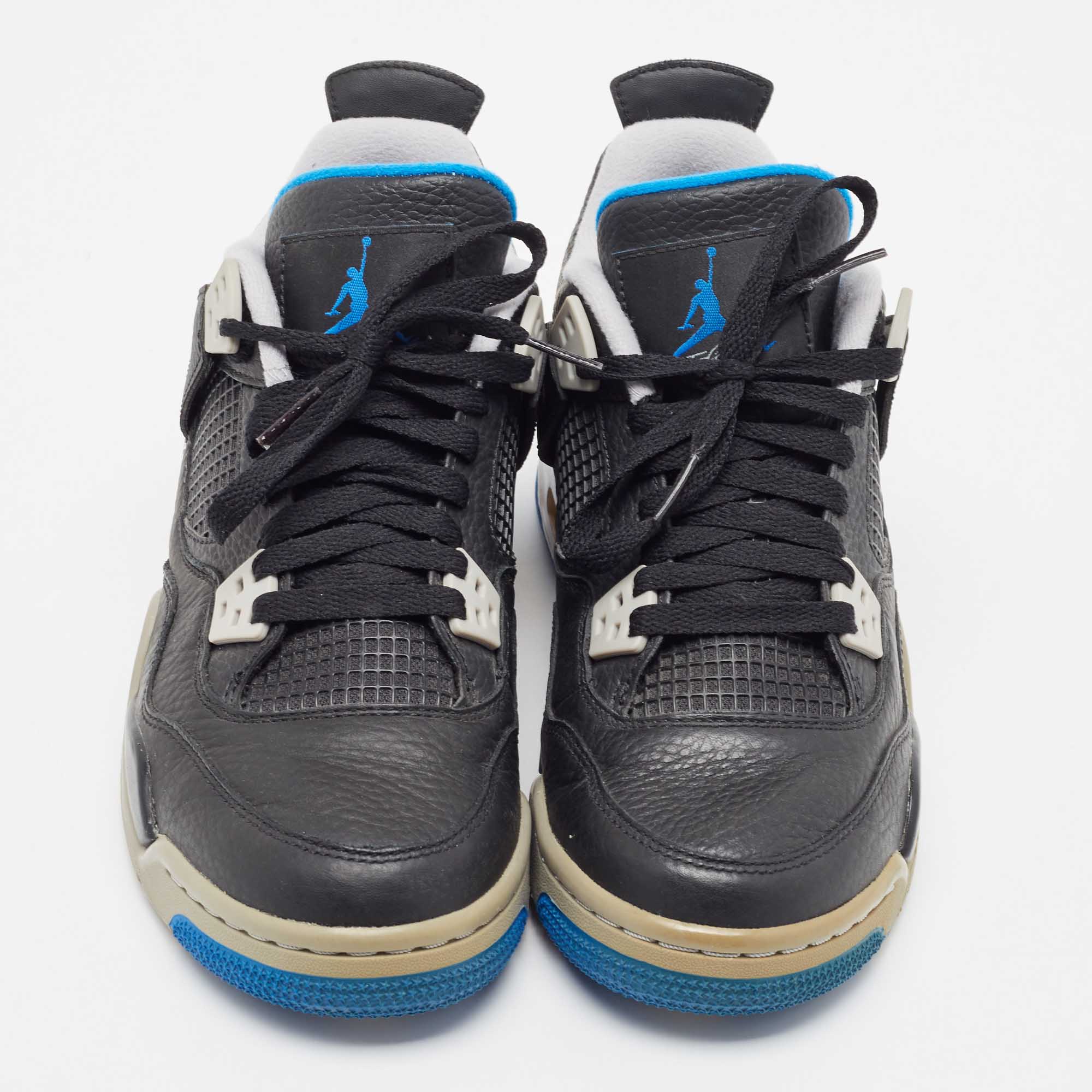Air Jordans Black Leather Jordan 4 Retro BG Sneakers Size 38.5