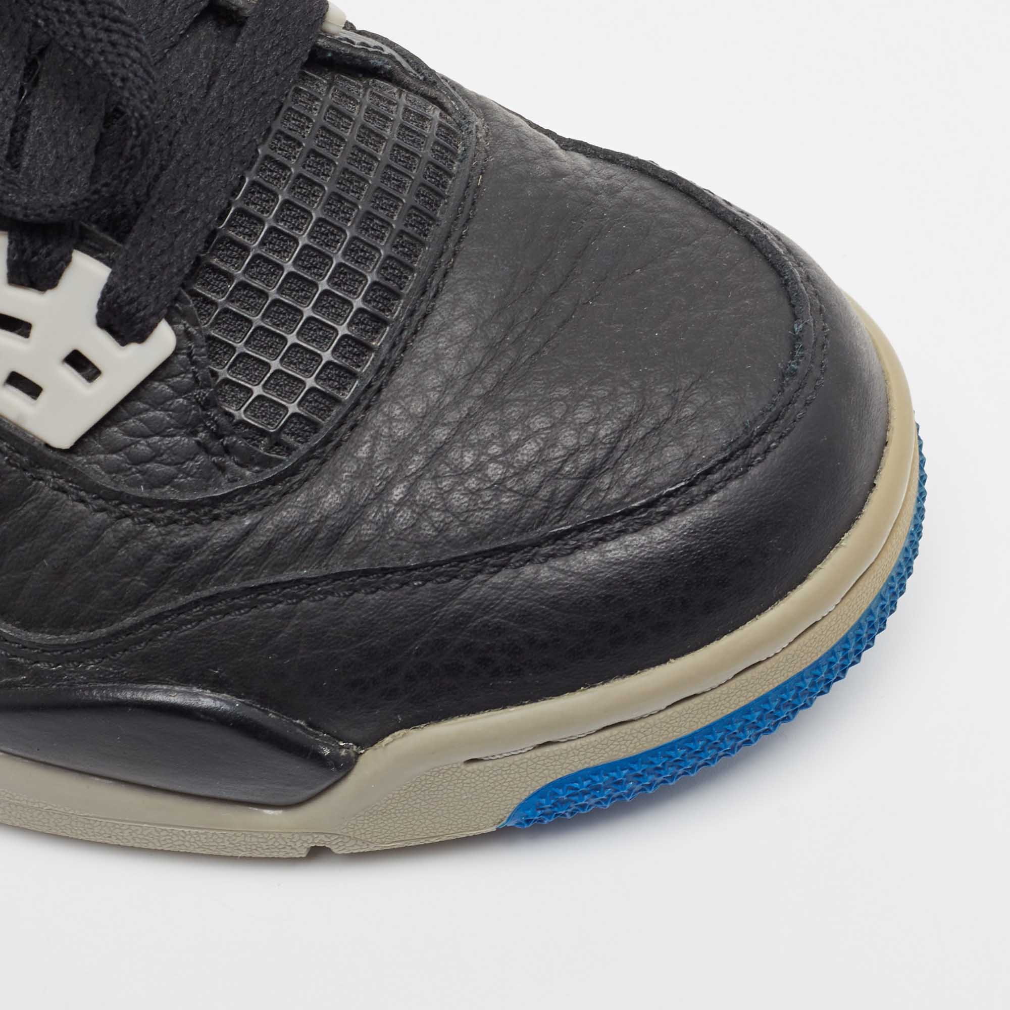 Air Jordans Black Leather Jordan 4 Retro BG Sneakers Size 38.5