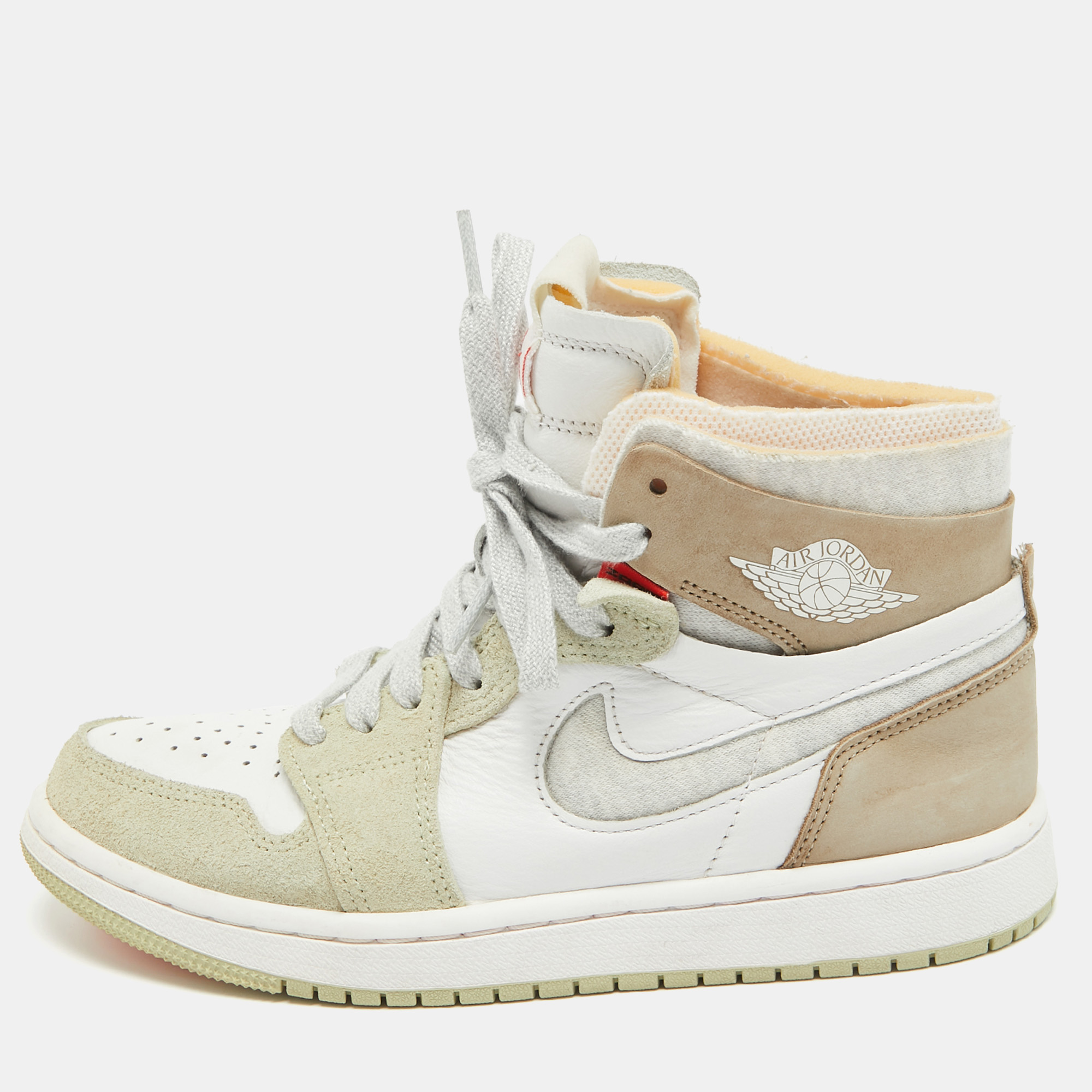 

Air Jordans Multicolor Leather Jordan 1 High Zoom Air CMFT Olive Aura Sneakers Size