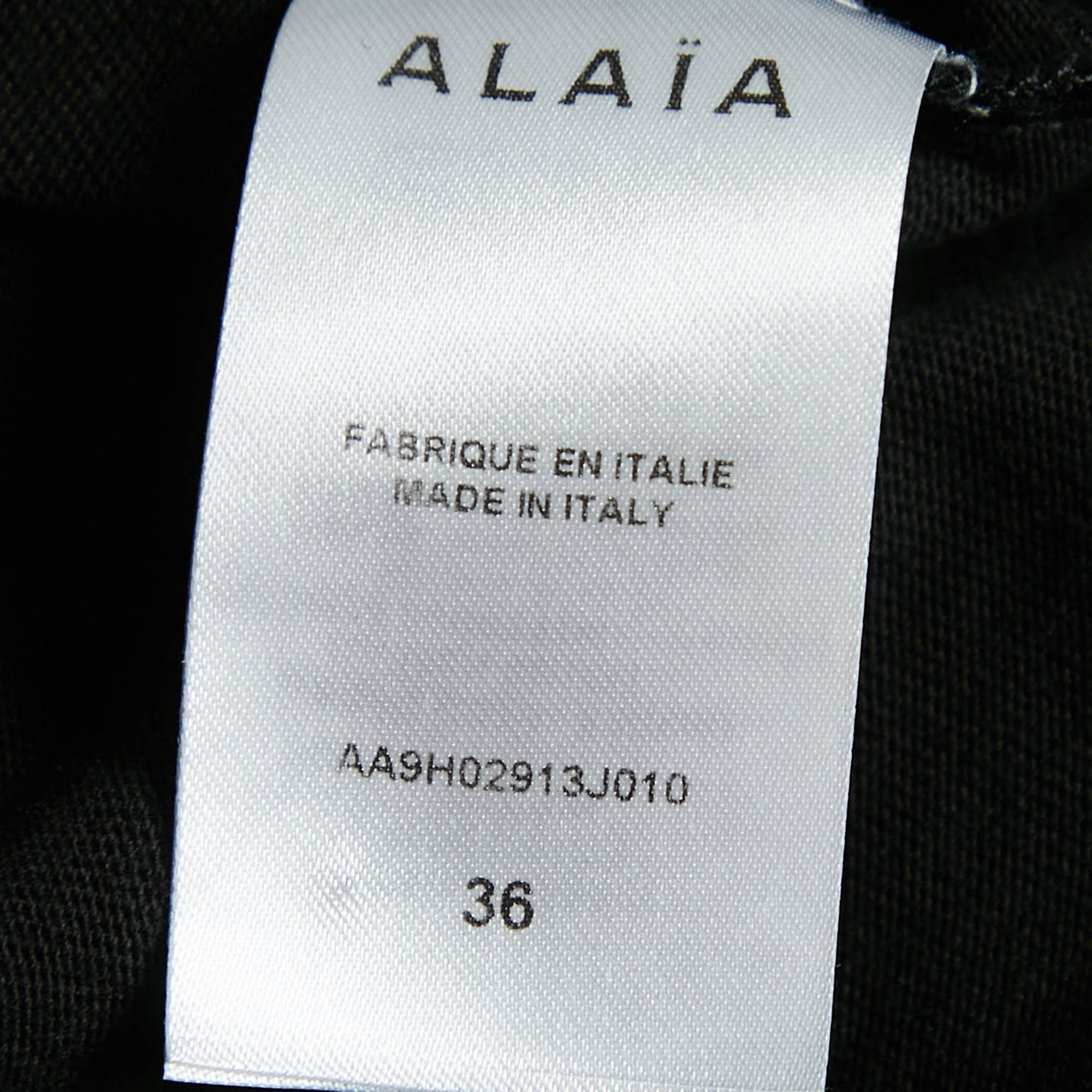 Alaia Black Logo Embroidered Cotton Wide Sleeve T-Shirt S