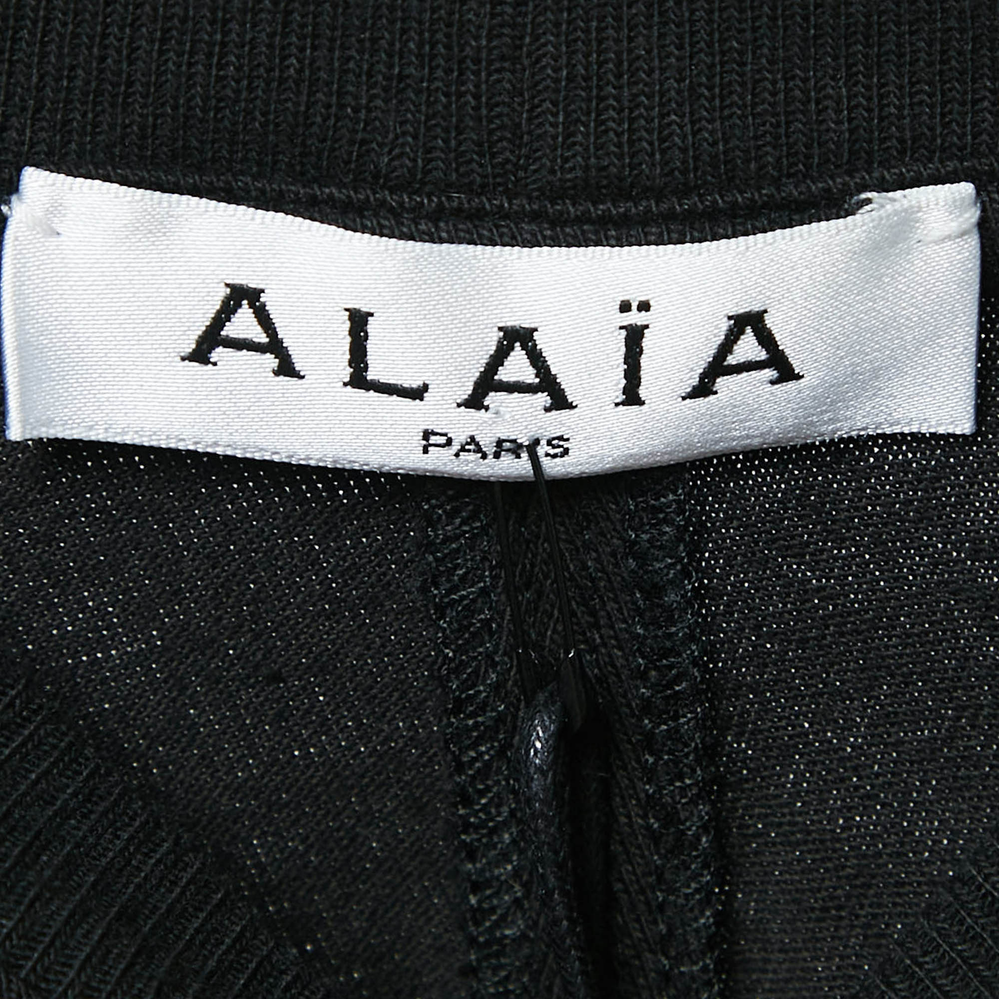 Alaia Black Logo Embroidered Cotton Wide Sleeve T-Shirt S