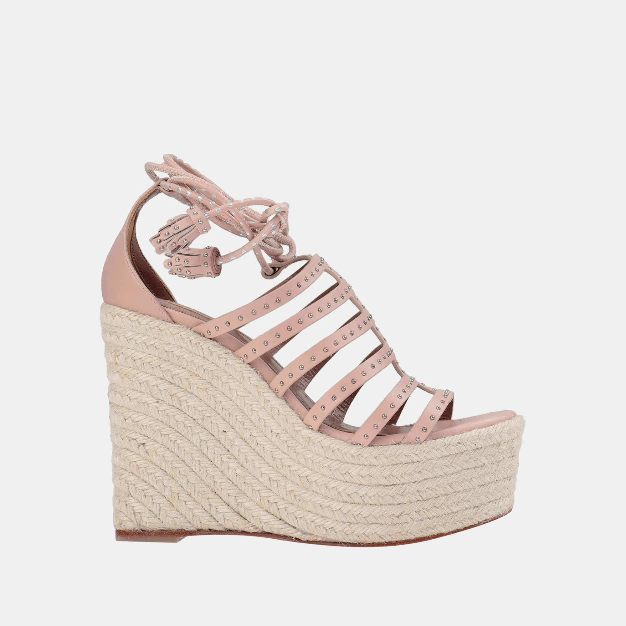 Alaia dusty pink leather wedge sandals 36