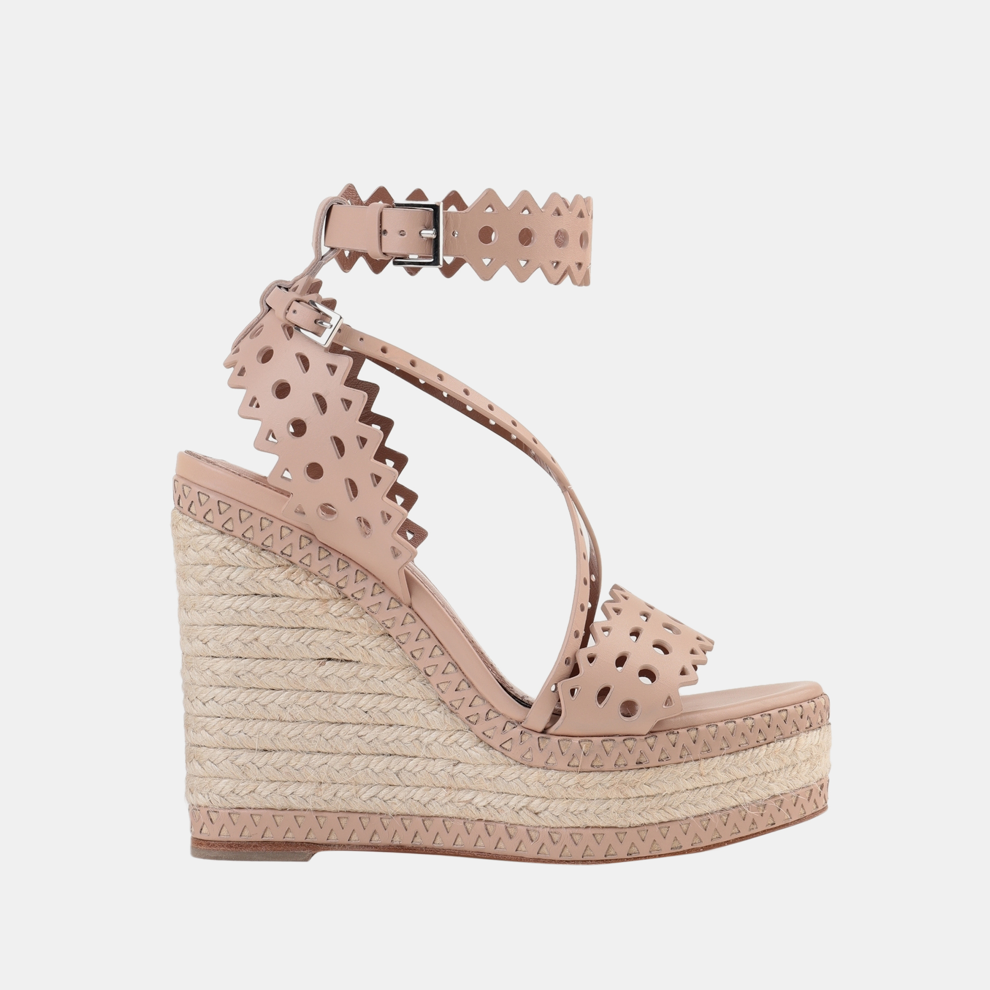 Alaia dusty pink leather wedge sandals 41