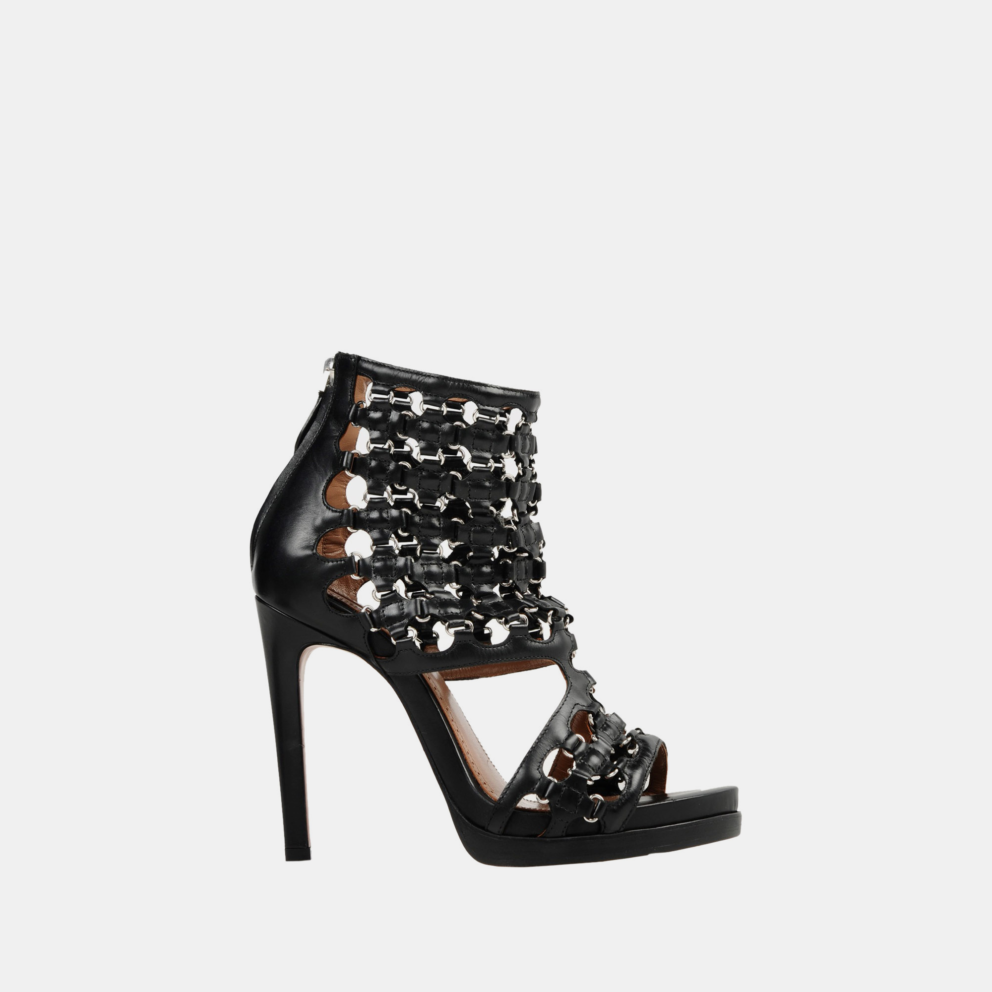 Alaia black leather caged sandals 40